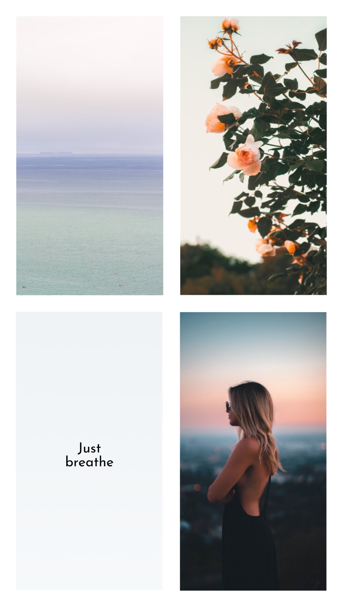 A Series Of Four Photos With A Woman Looking Out At The Ocean Simple Story Template