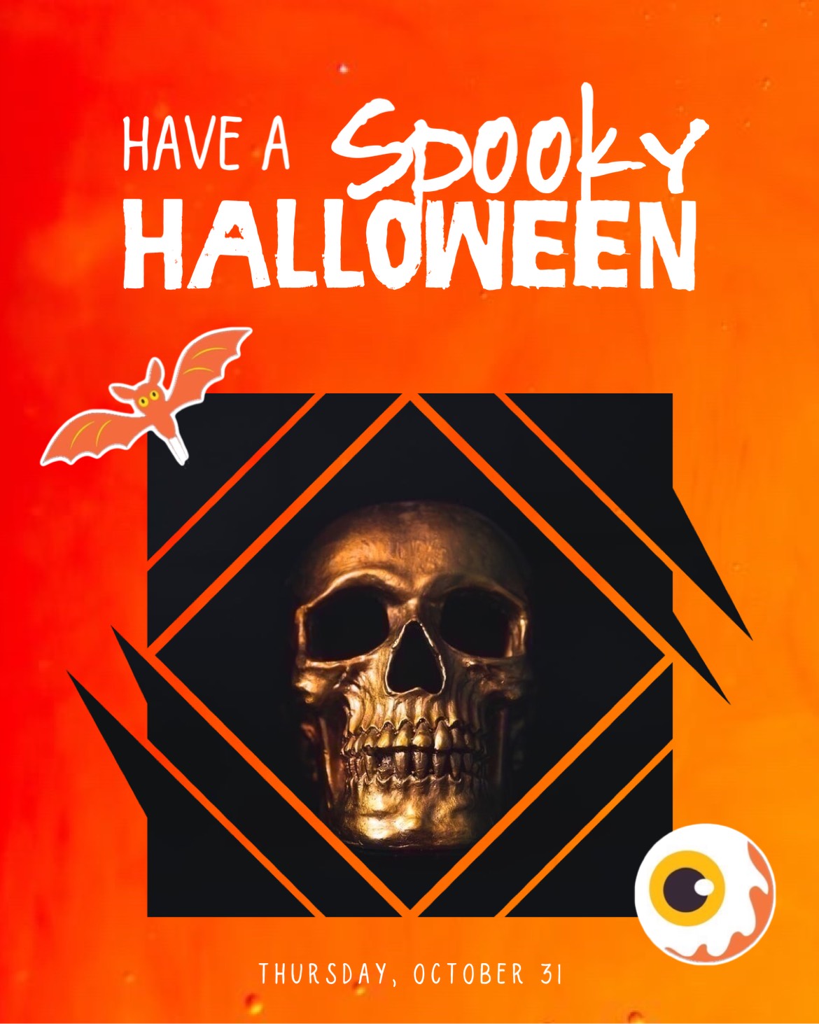 A Poster With A Skull And A Bat On It By Ei-Q Halloween Template