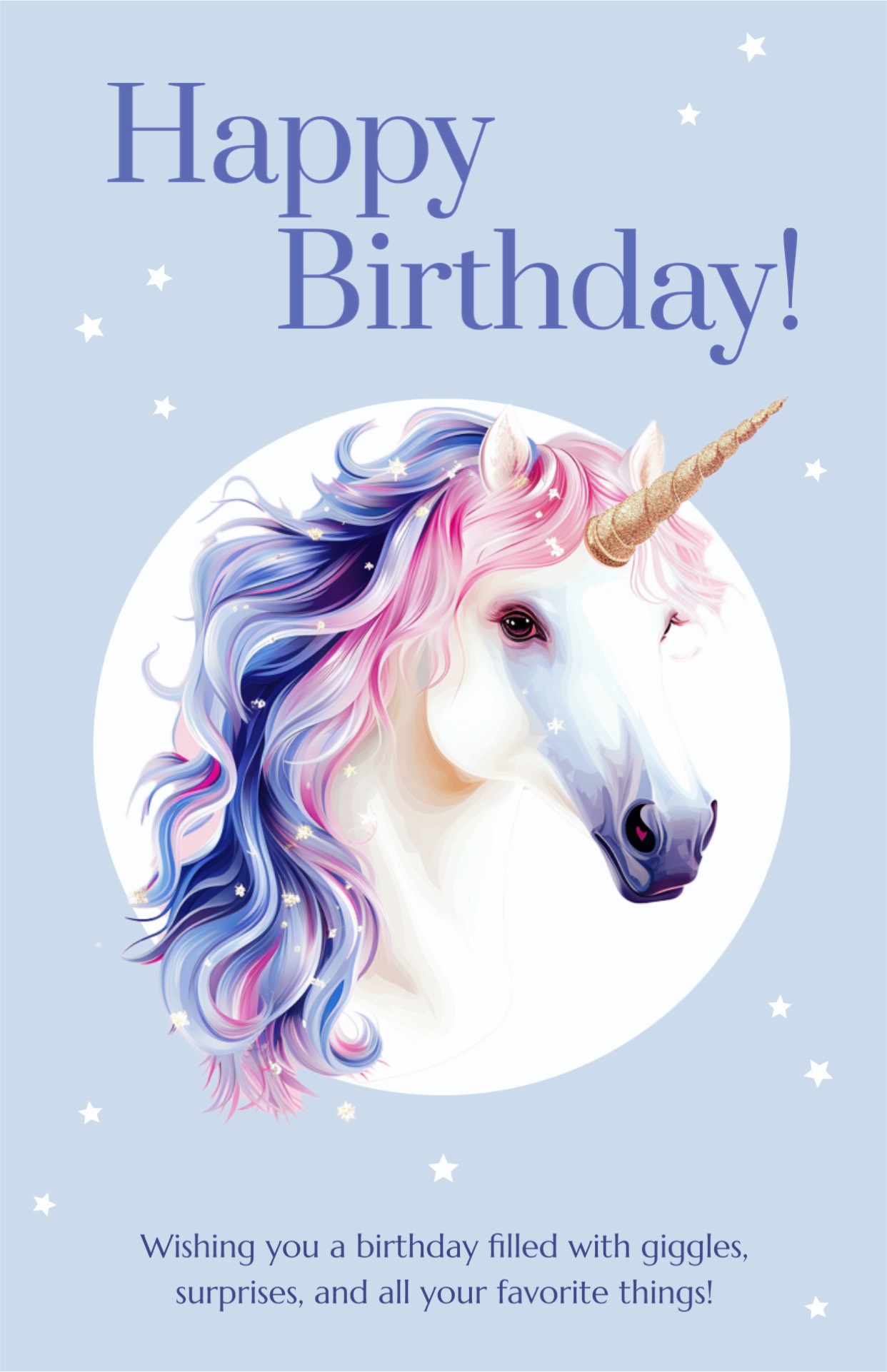 unicorn kids Birthday greetings template
