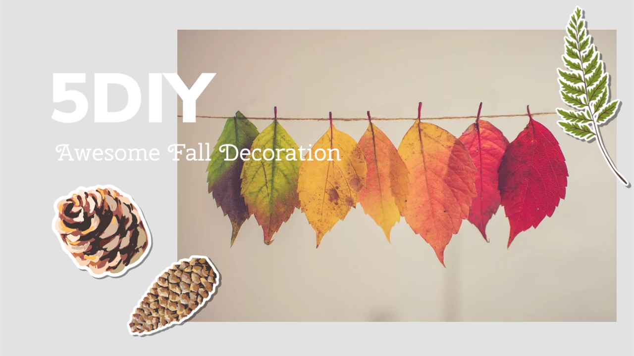 5 Diy Awesome Fall Fecorations Creative Youtube Thumbnail Template