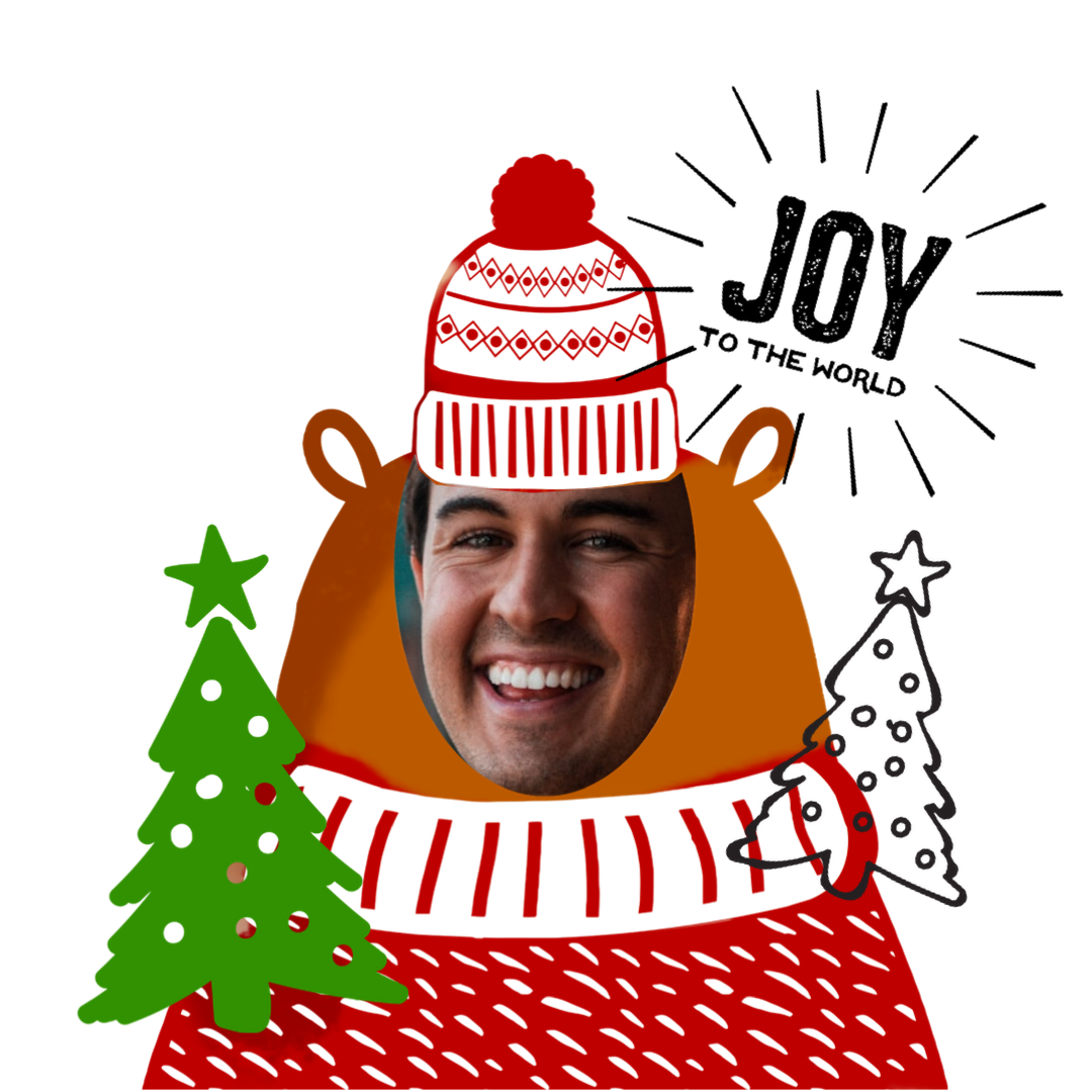 A Picture Of A Man Wearing A Christmas Hat Christmas Stickers Template