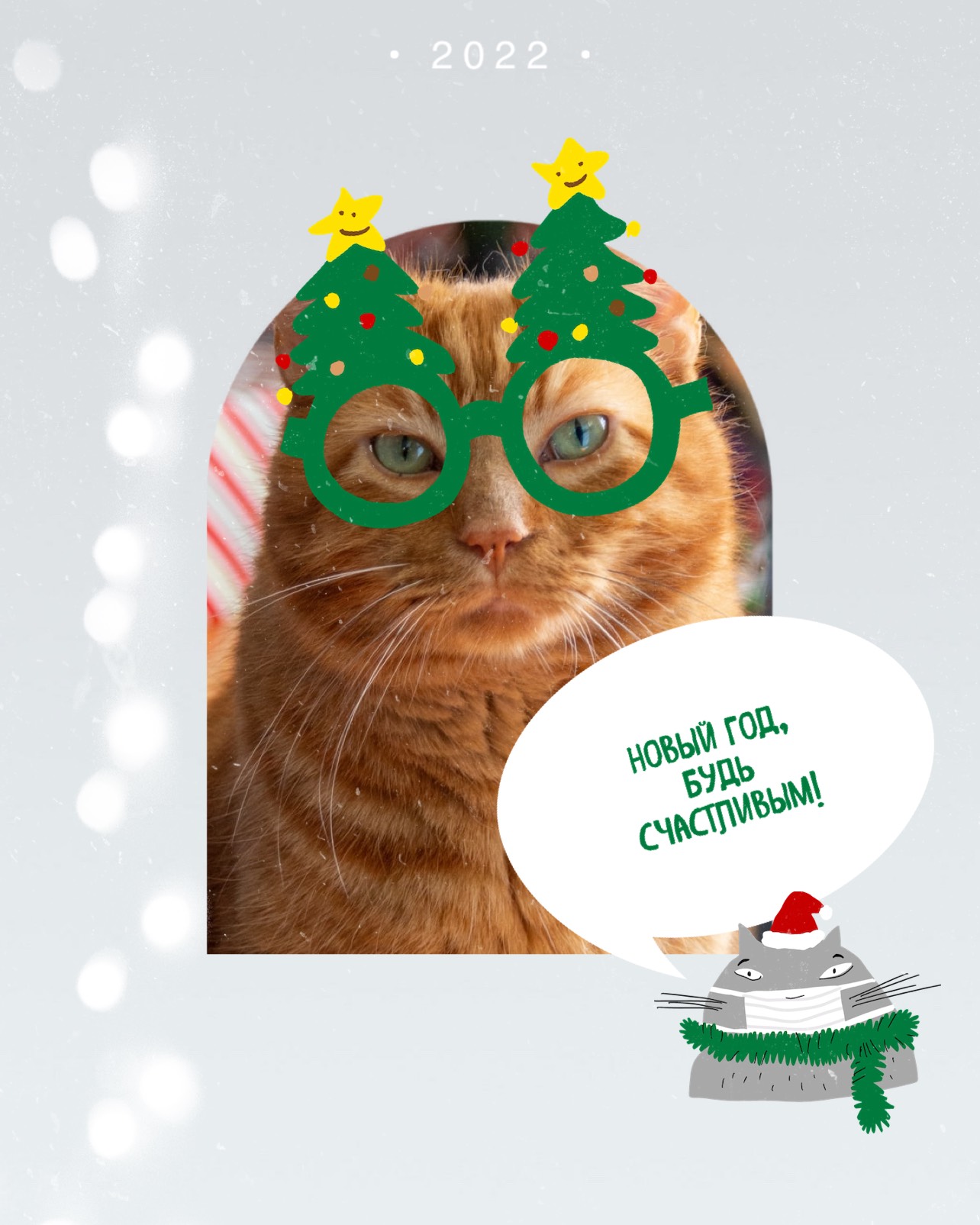 A Cat Wearing A Christmas Hat And Glasses Template