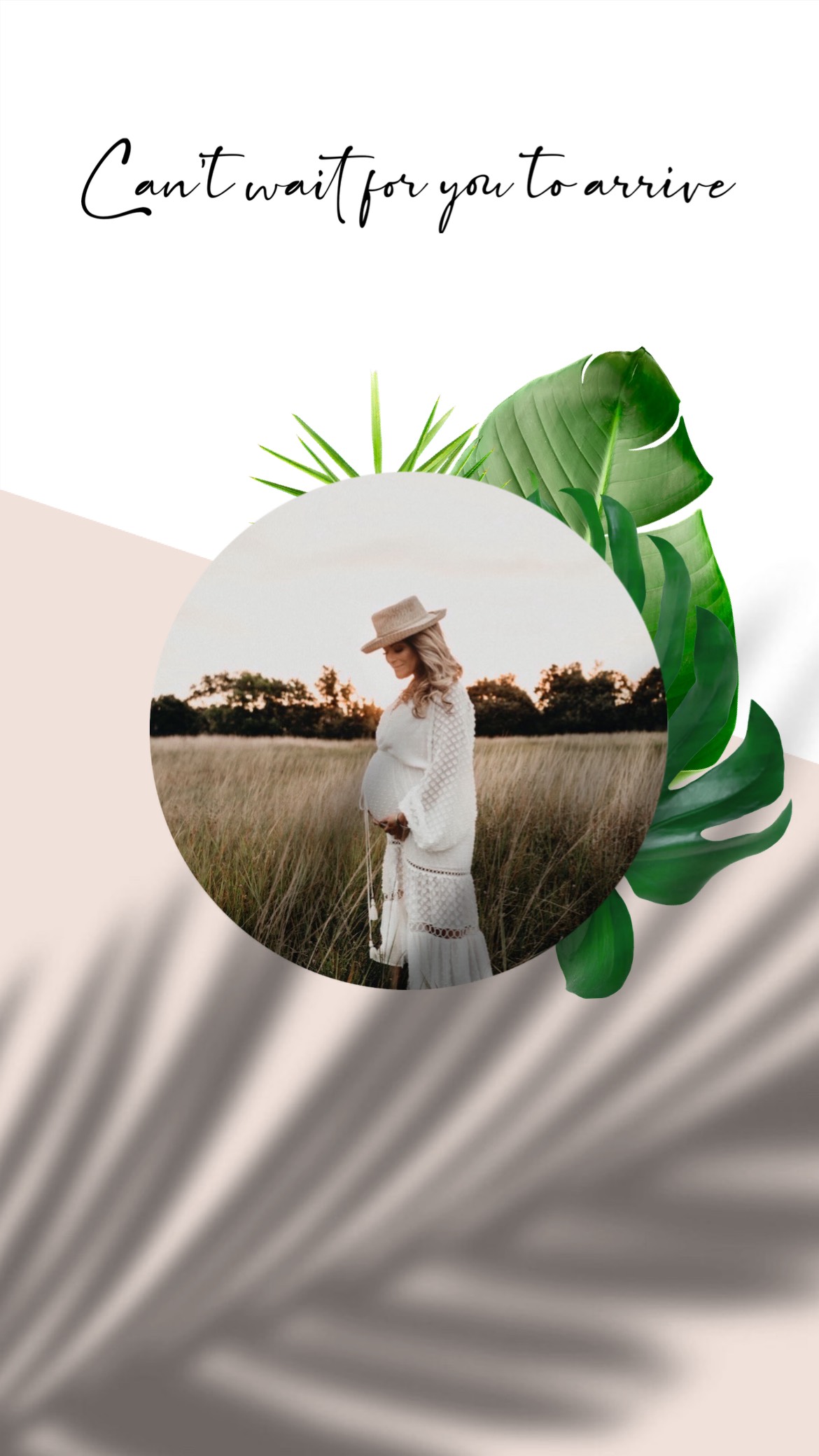 A Woman In A White Dress And Hat Standing In A Field Leaves Template