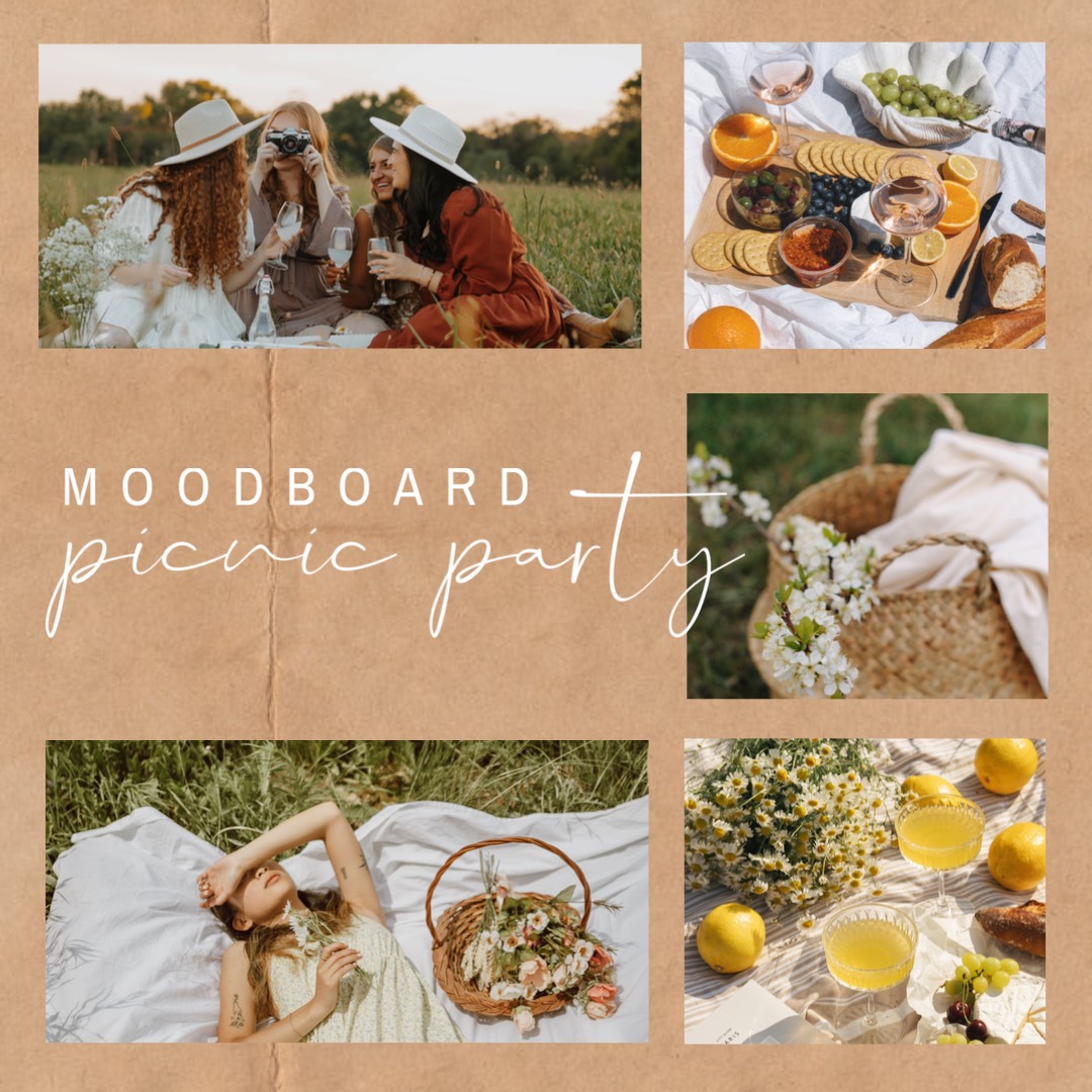 picnic party grid moodboard Instagram post template 