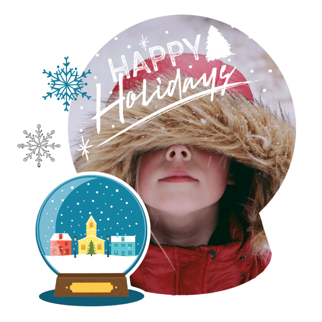 A Snow Globe With A Picture Of A Girl In It Christmas Stickers Template