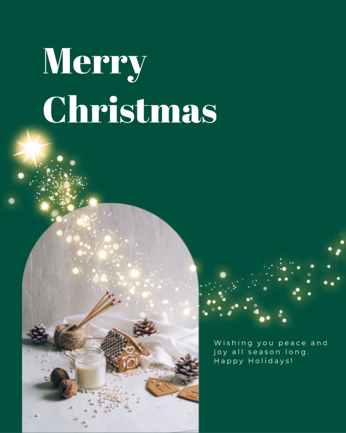 A Christmas Card With A Green Background And A Candle Merry Christmas Template