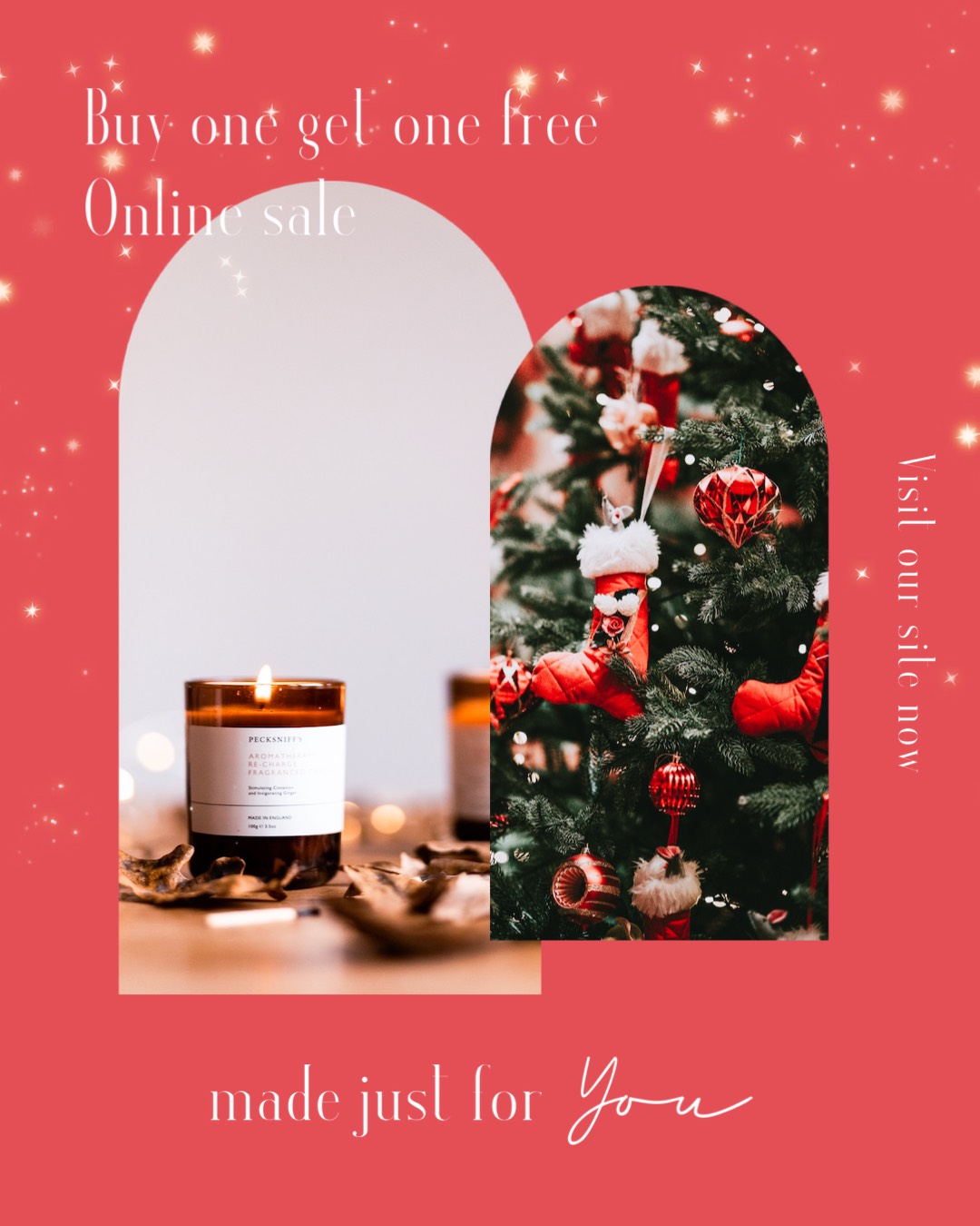 A Candle And A Christmas Tree On A Table Merry Christmas Template