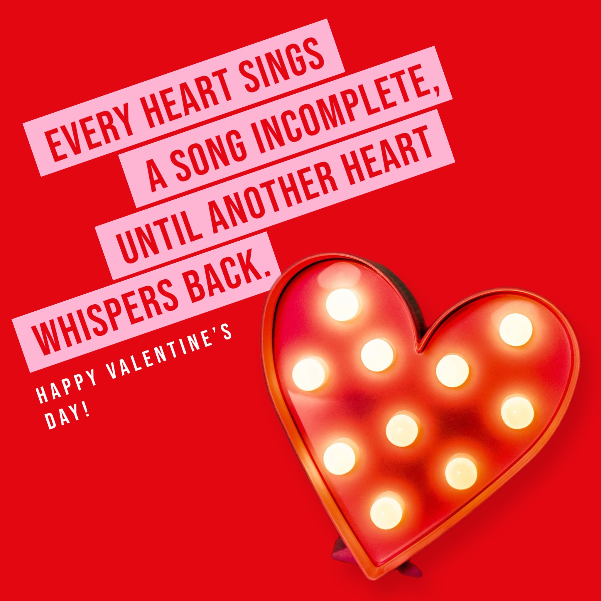red Valentine’s quote magic photo of heart and lights instagram post template