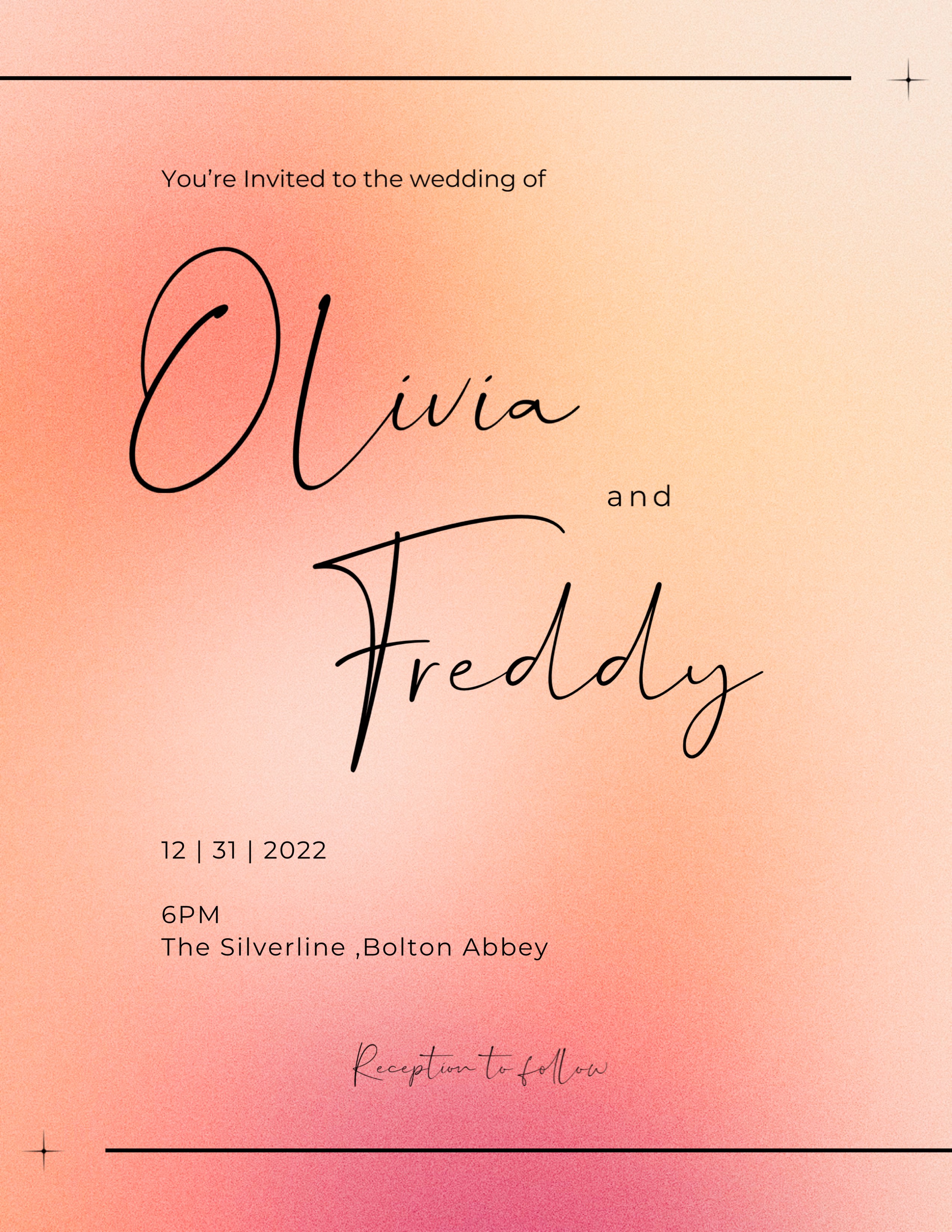 A Wedding Card With The Words Julia And Teddy On It Wedding Template