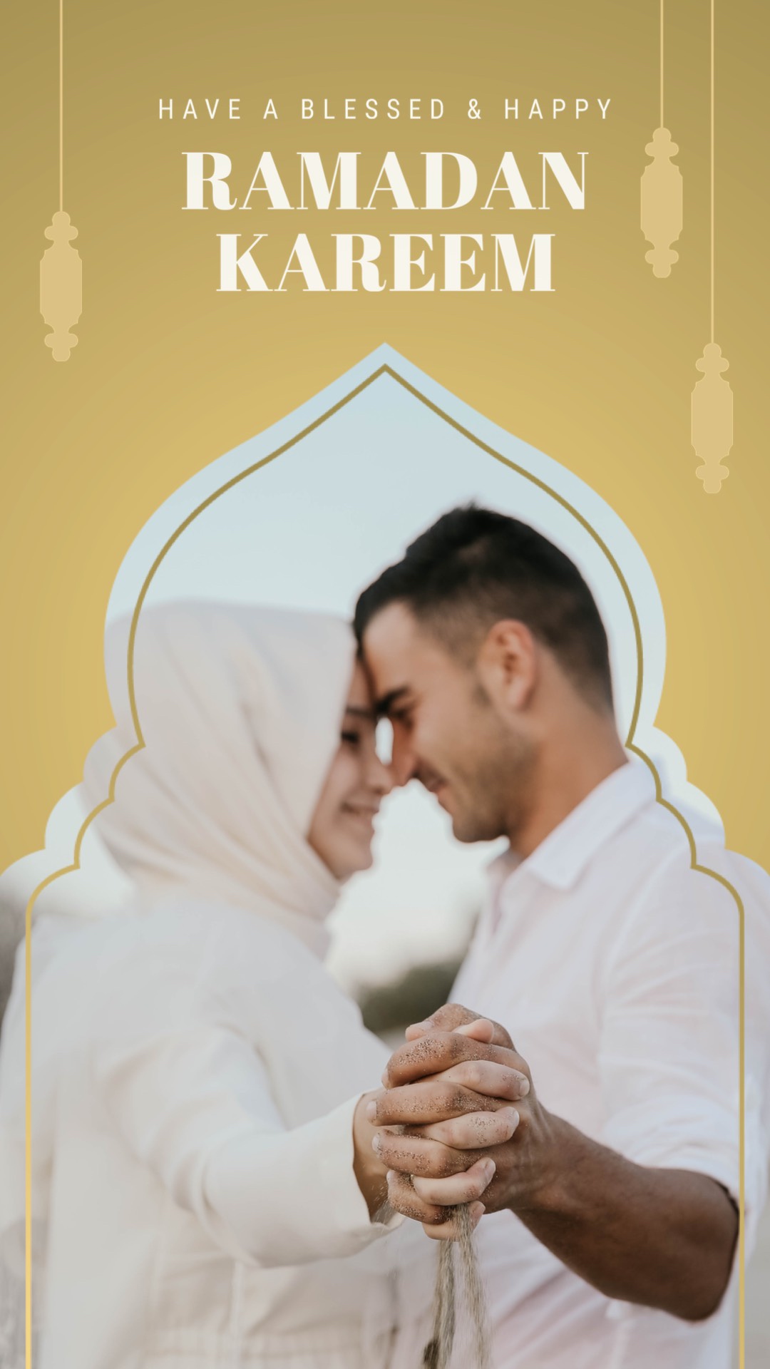 Ramadan kareem holiday gold couple greeting instagram story template