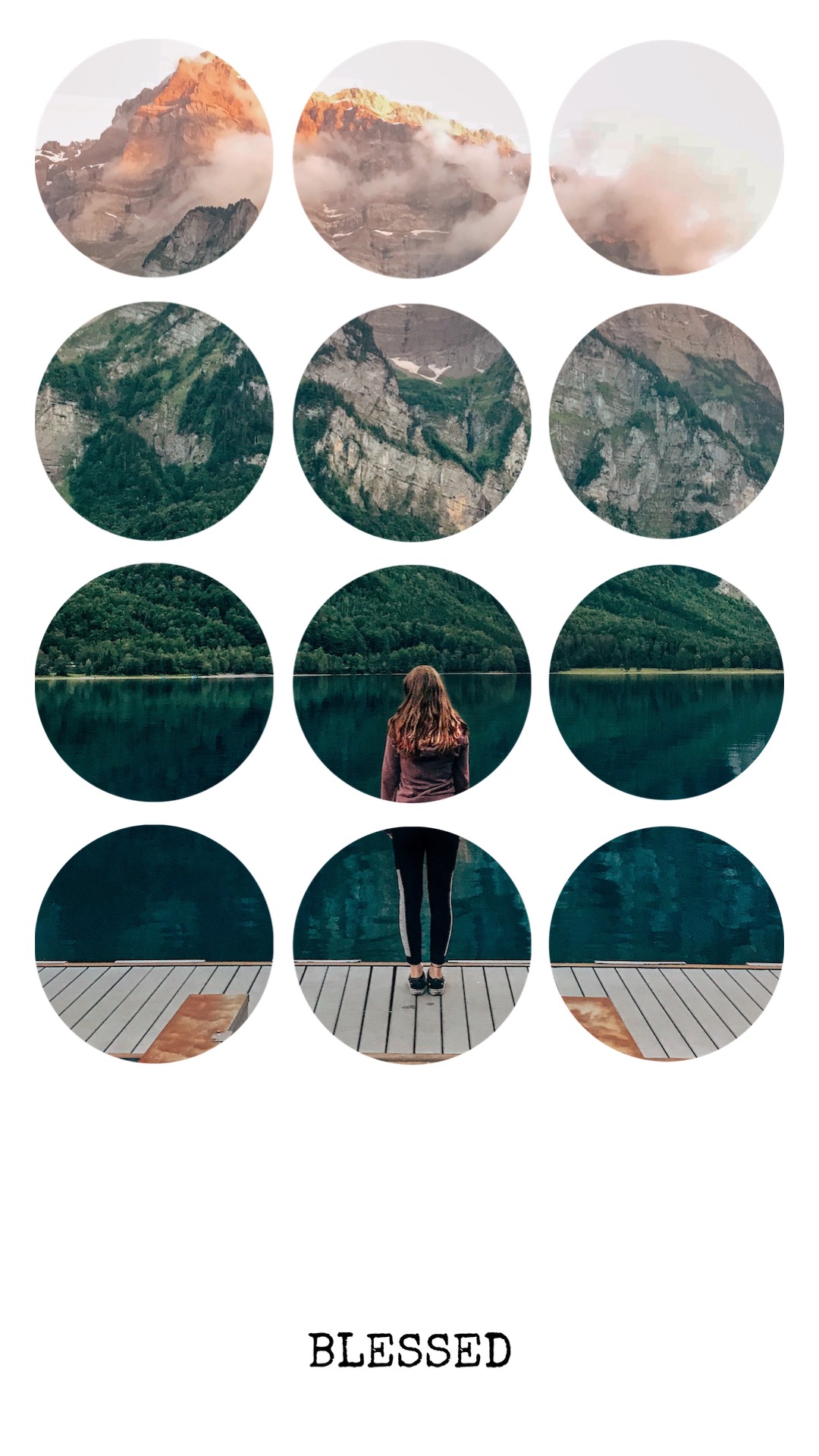 A Woman Standing On A Dock With Mountains In The Background Classy Template