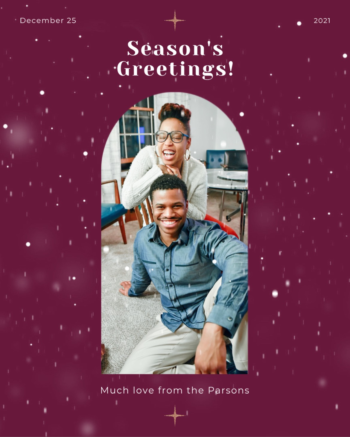 A Christmas Card With A Photo Of A Man And Woman Merry Christmas Template