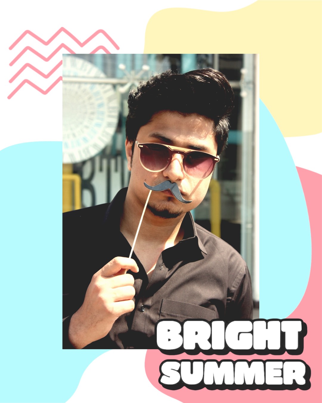 Bright Summer Man With A Lollipop Stick Retro Summer Template