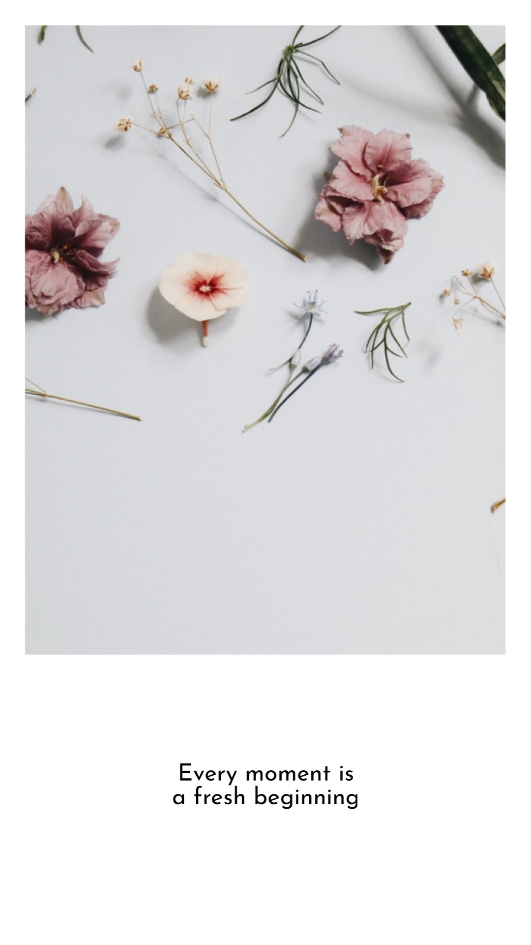 A White Card With Pink Flowers On It Simple Story Template
