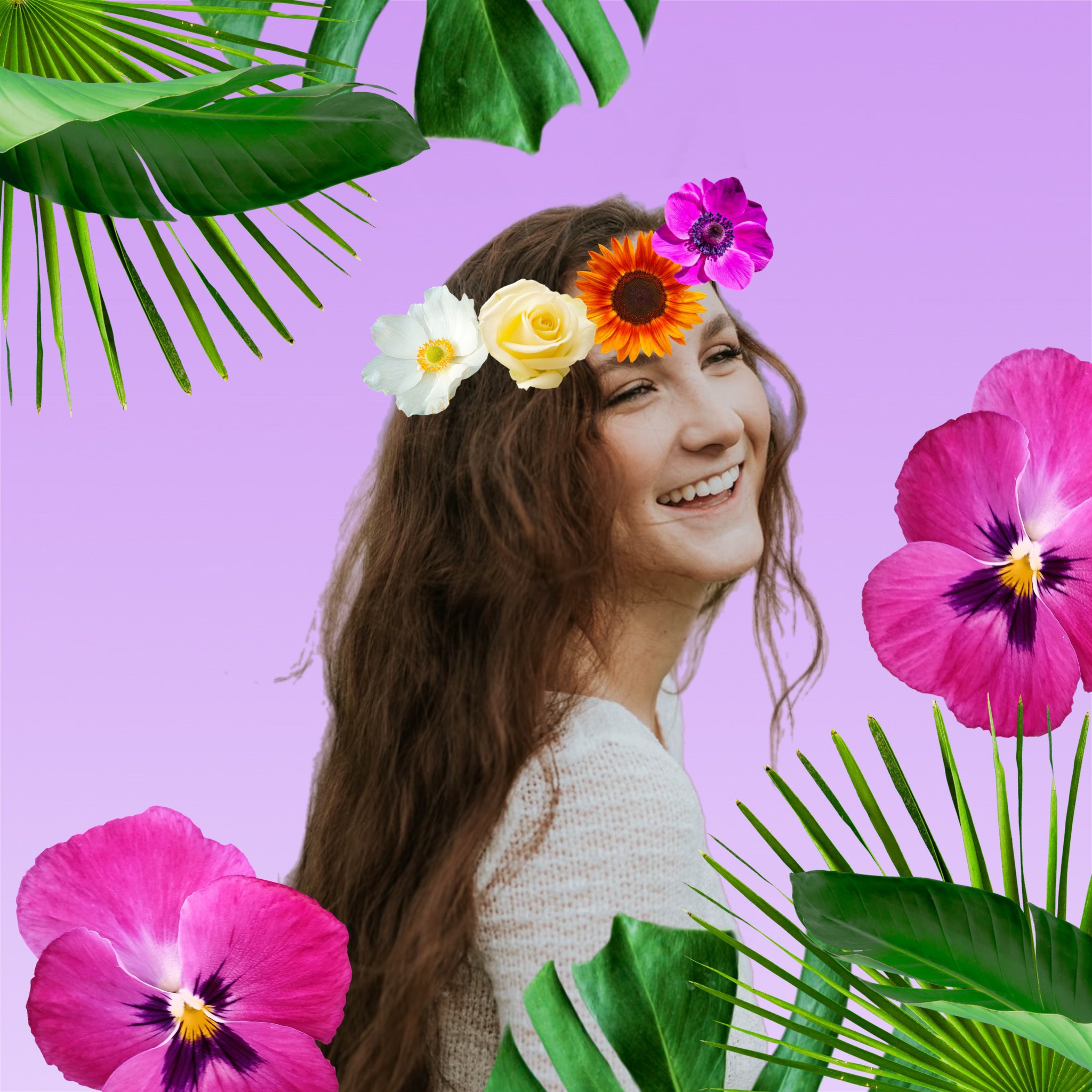 A Woman With flowers On Her Head Magic Profile Pics Template