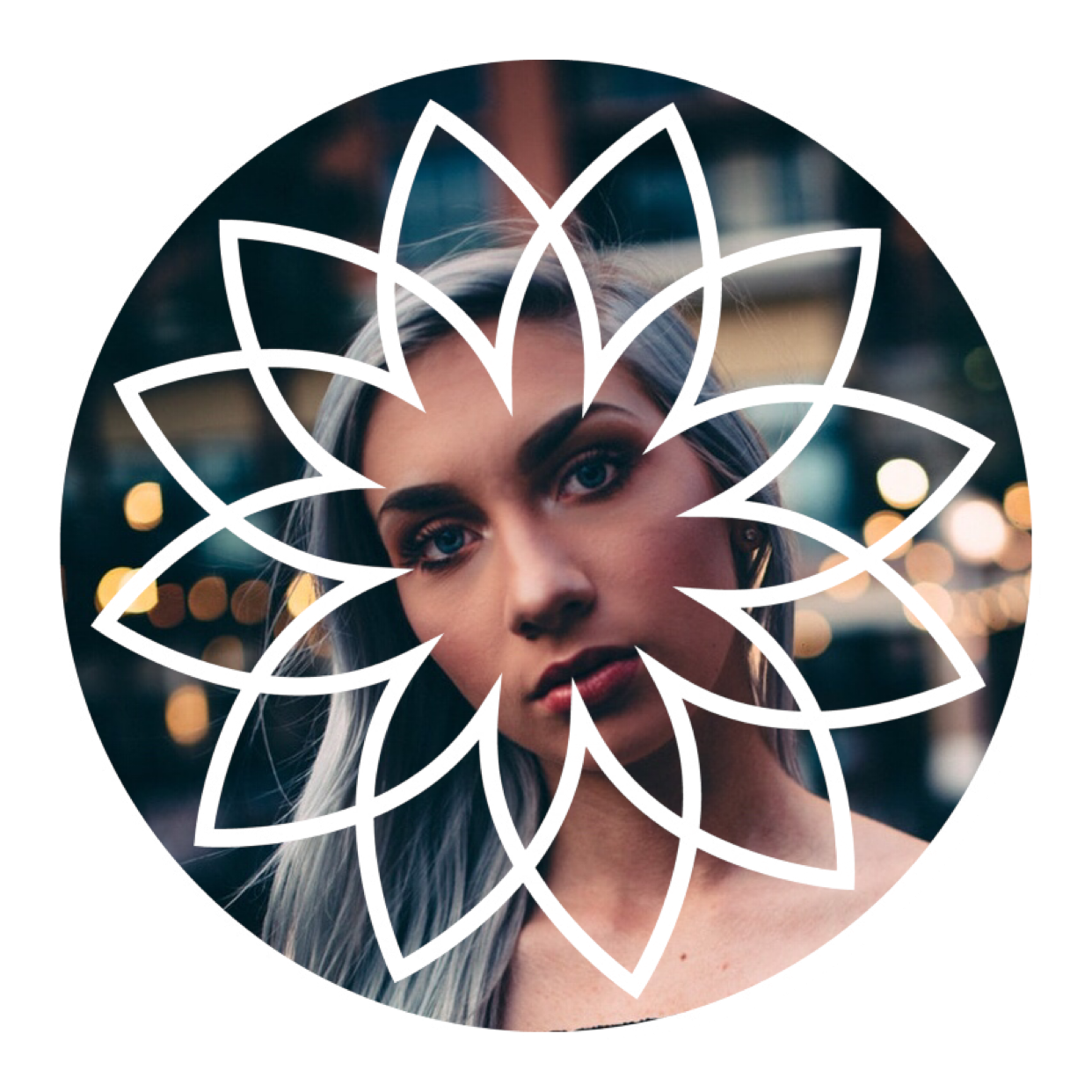 A Woman With Long Hair And A Flower In A Circle Whatsapp Sticker Template