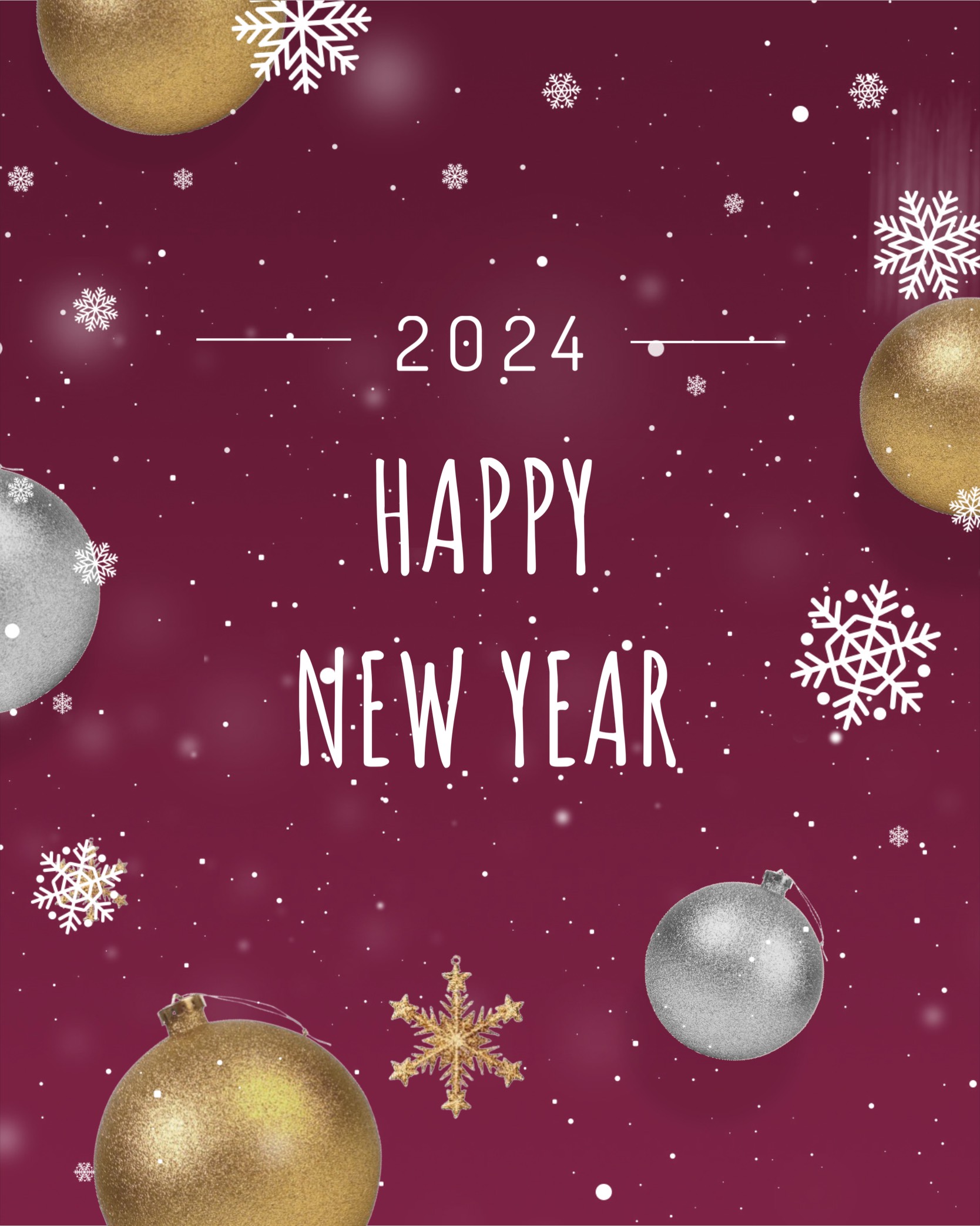 A Red Background With Gold And Silver Ornaments And The Words Happy New Year Happy New Year Template