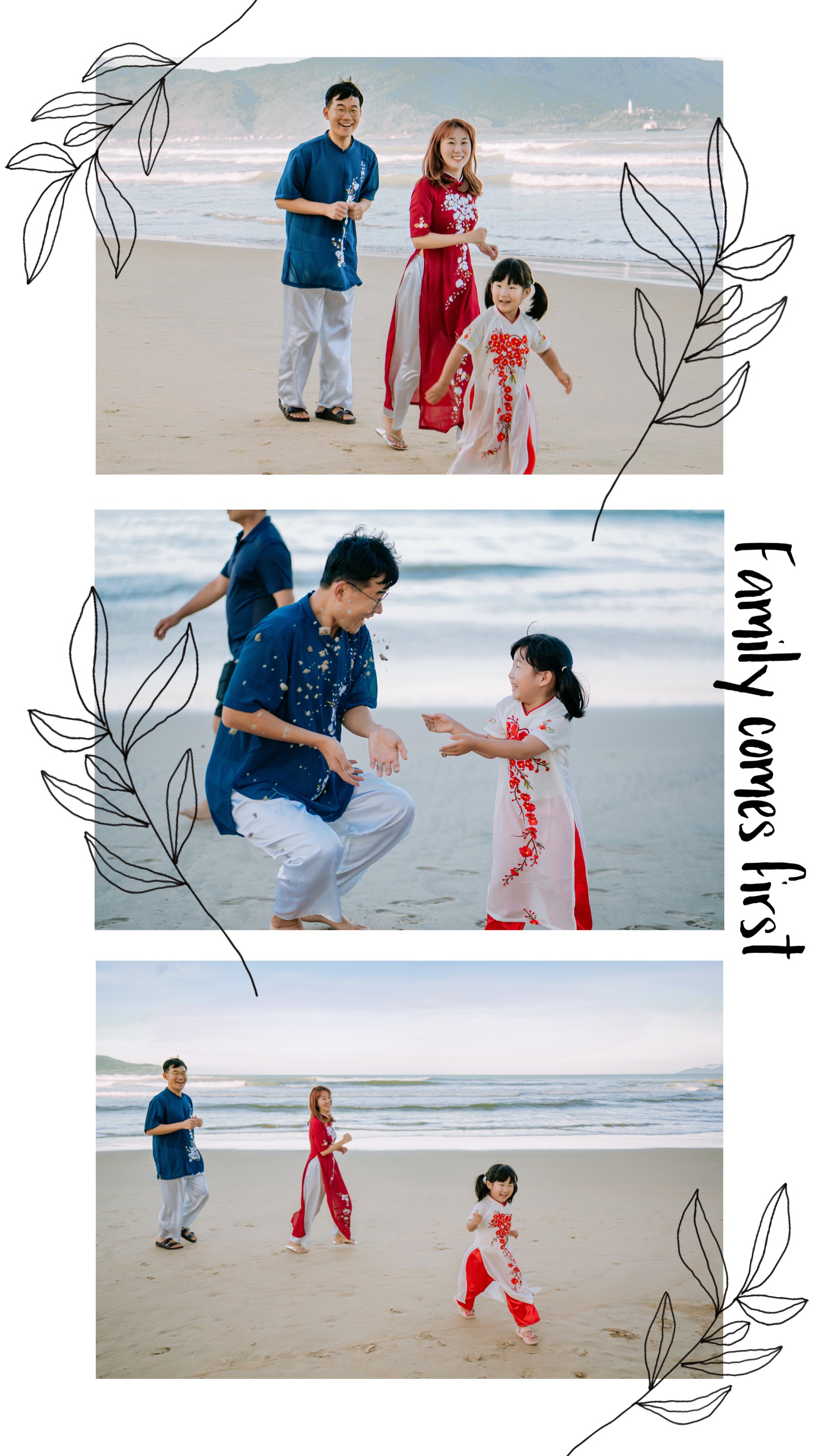 Asian family outdoor beach Instagram story template