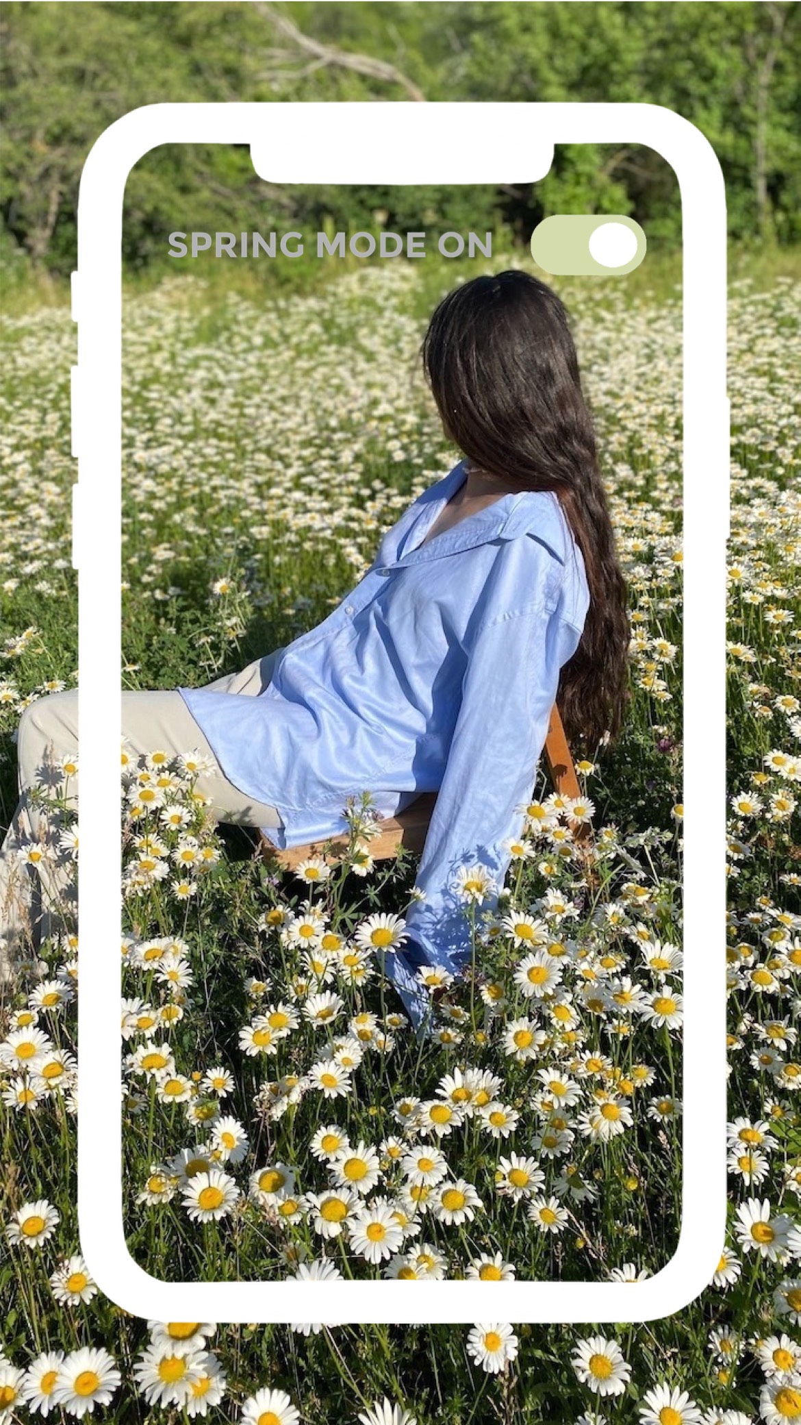 A Woman Sitting In A Field Of Daisies Spring Story Template