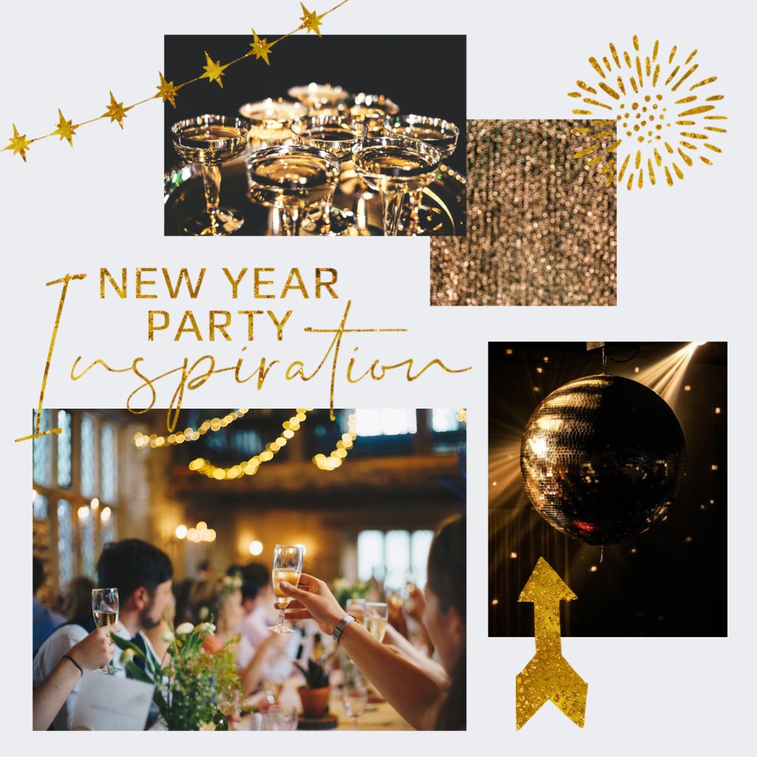 new year party inspiration moodboard Instagram post template 