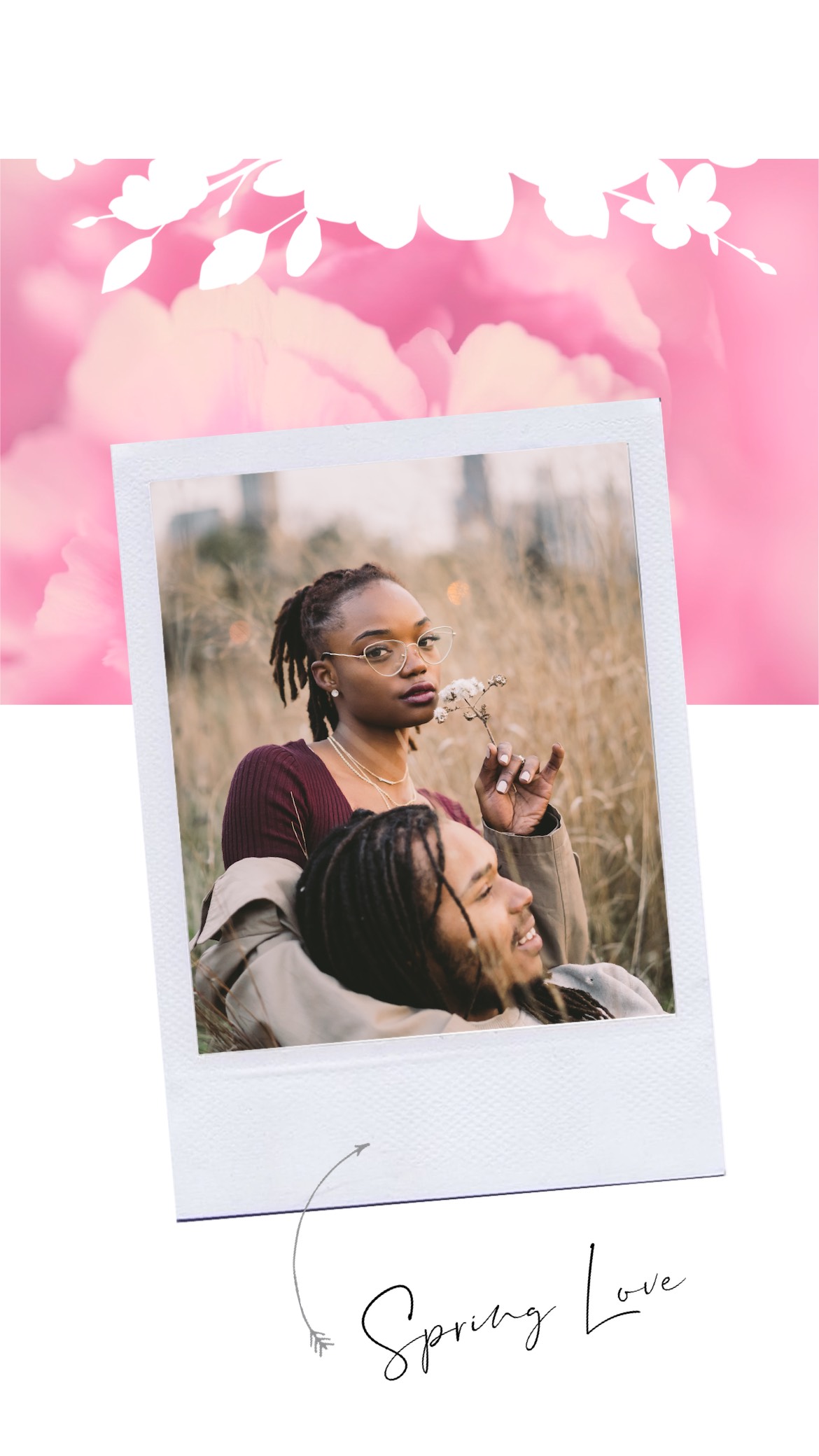 A Picture Of Two People In A Field Of Flowers Spring Story Template