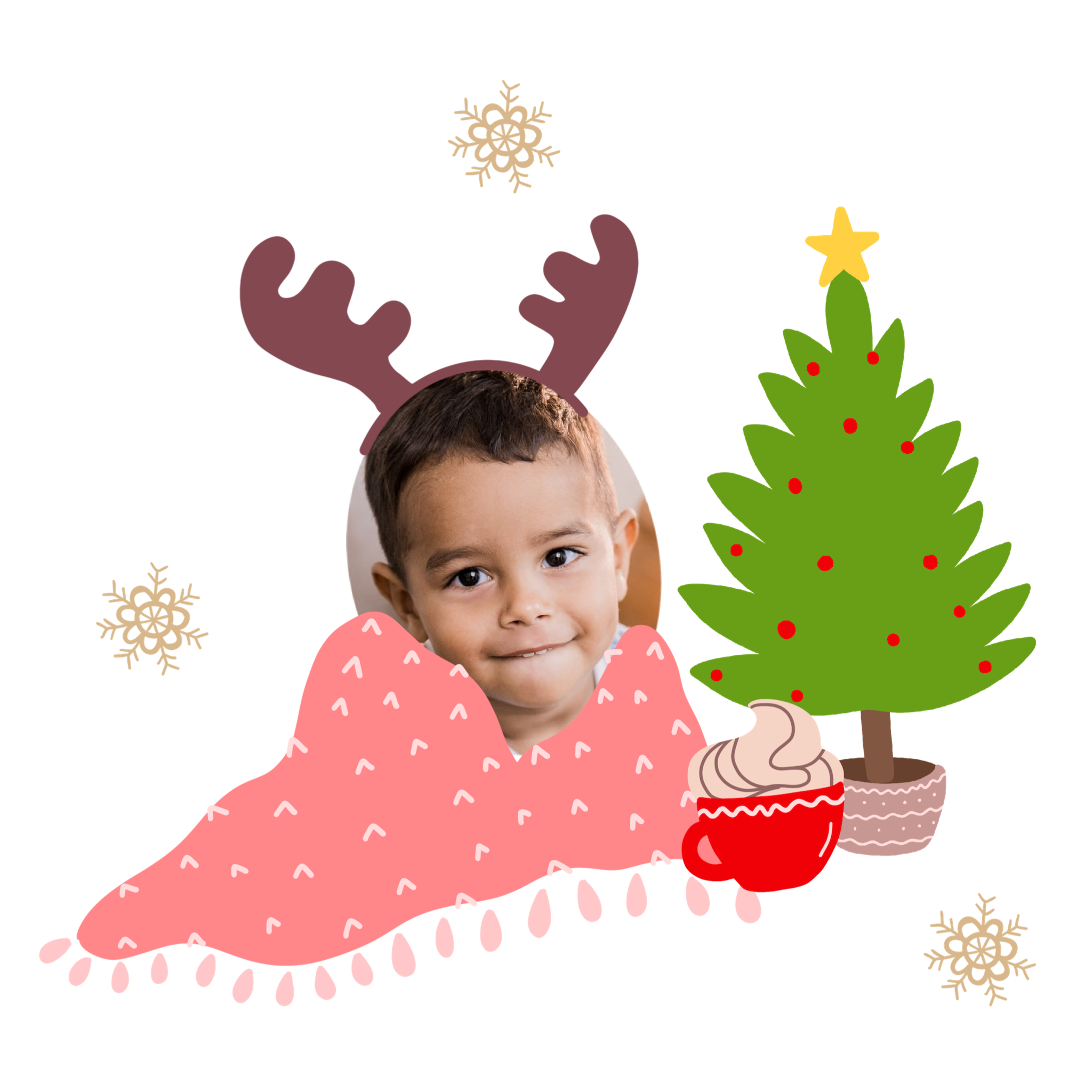 A Picture Of A Child With A Christmas Tree Christmas Stickers Template