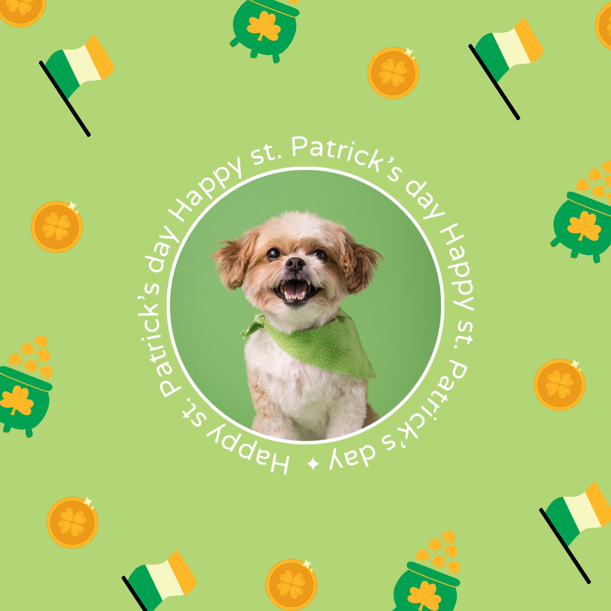 green stickers pattern happy st. Patrick’s day instagram post