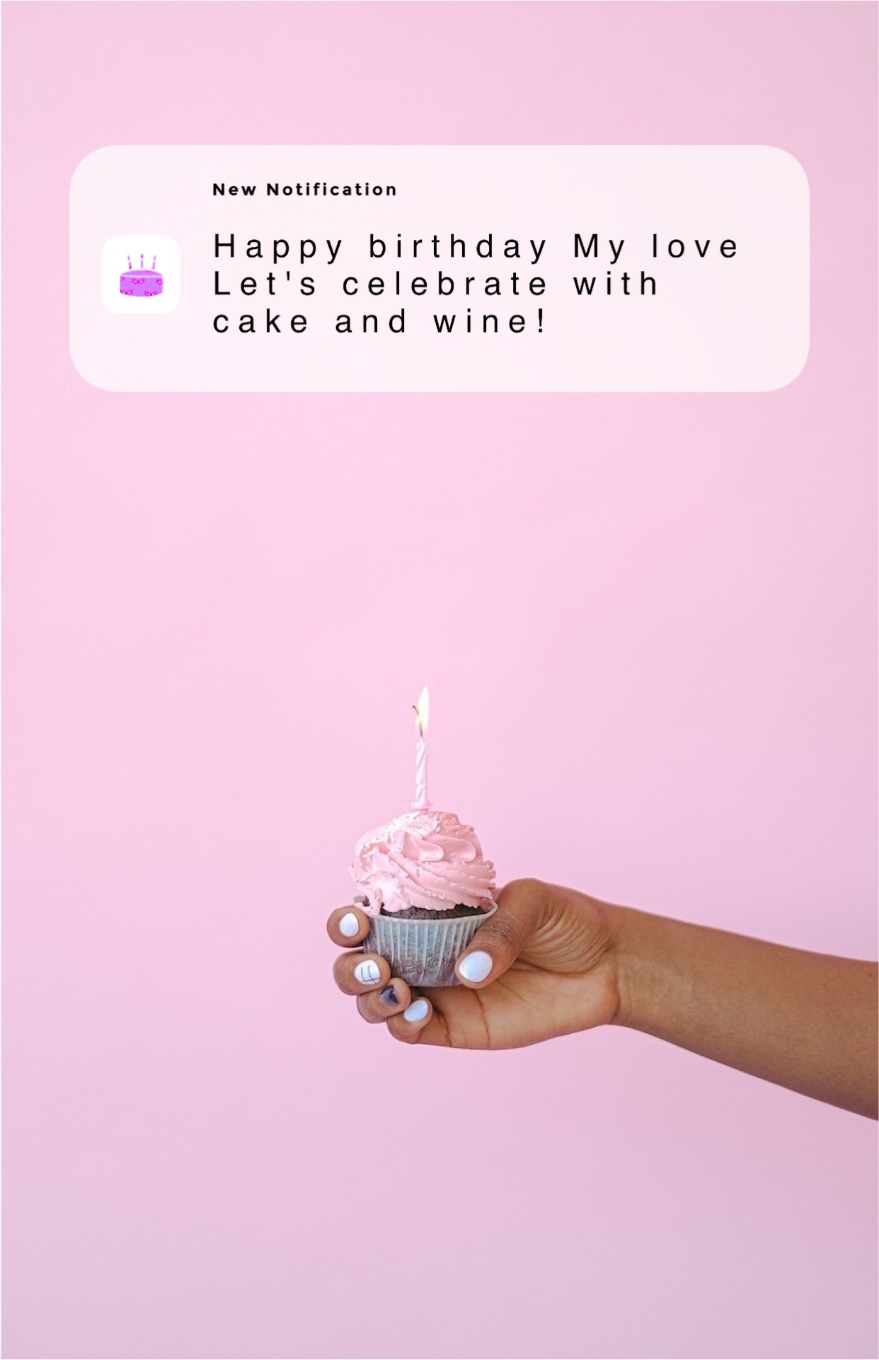 Cupcake and candle pink happy birthday template