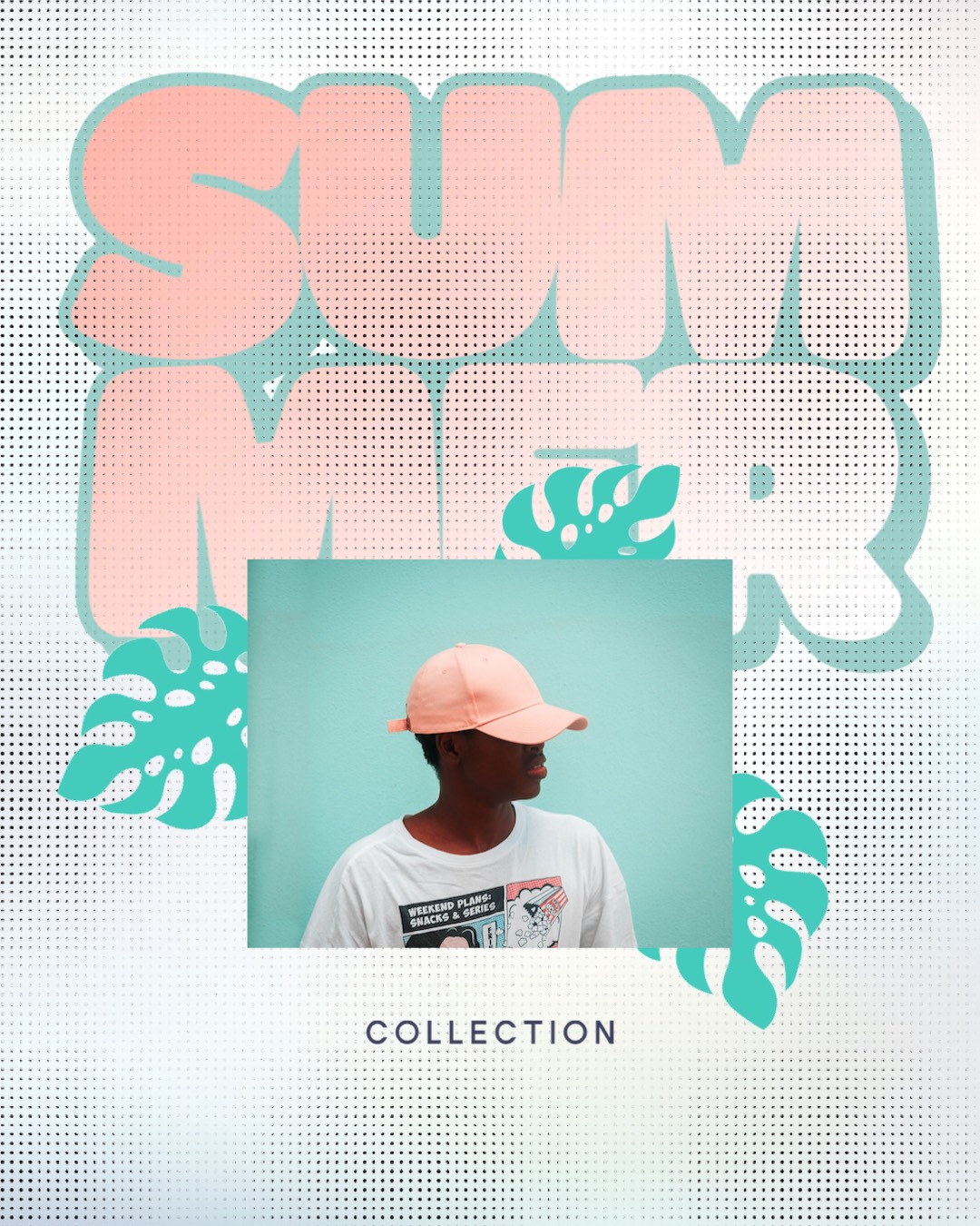 A Man Wearing A Pink Hat And A White Shirt Retro Summer Template