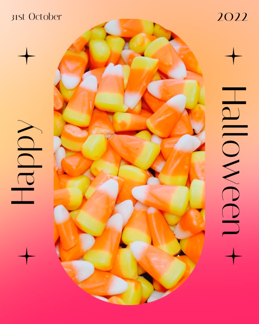 A Picture Of Candy Corn On A Pink And Orange Background Halloween Template