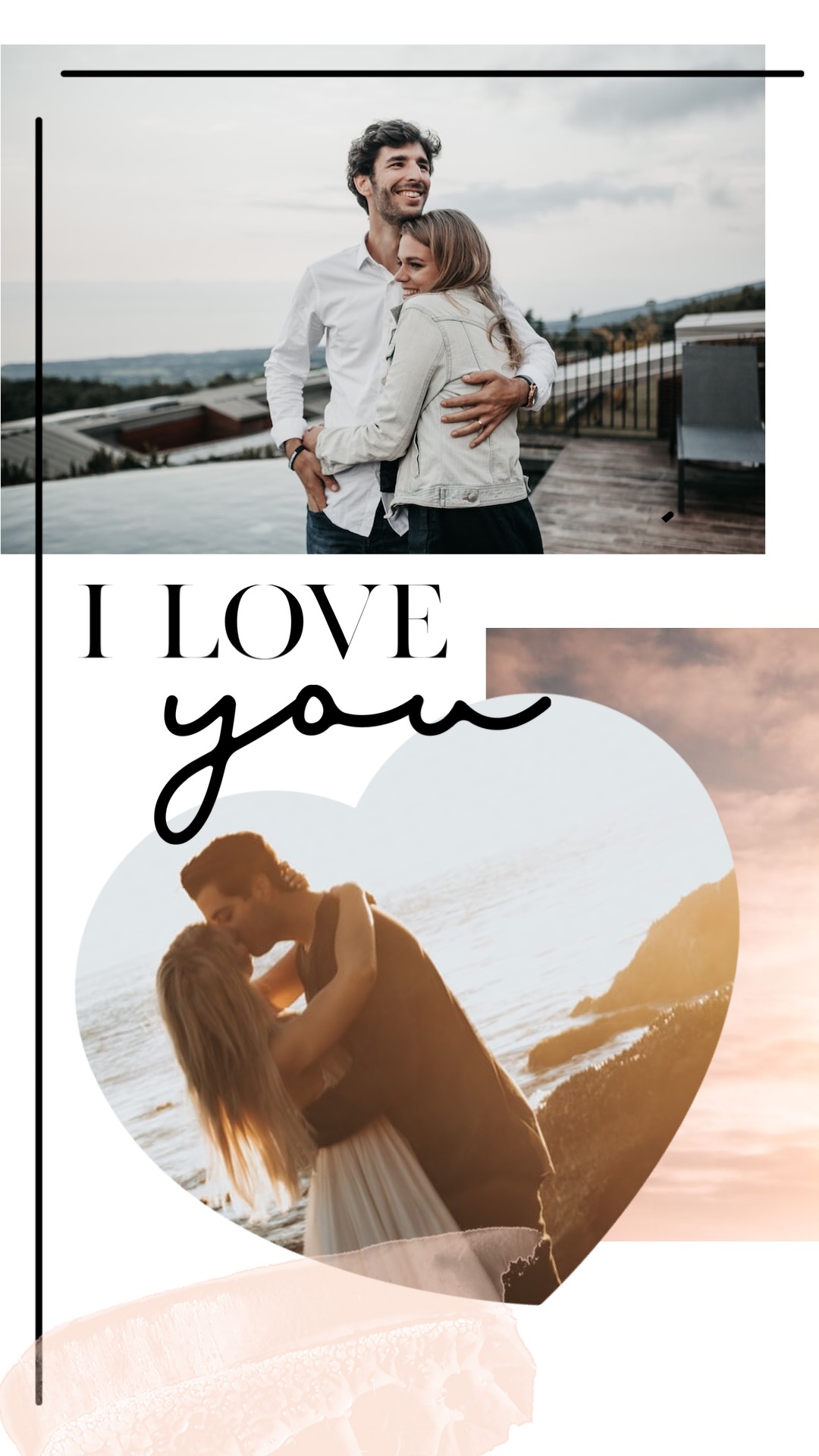 Couple in love heart frame love story template