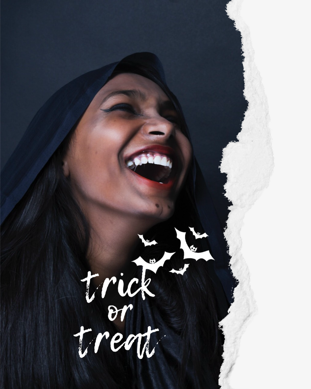 A Woman With Horns On Her Head Laughing Halloween Template