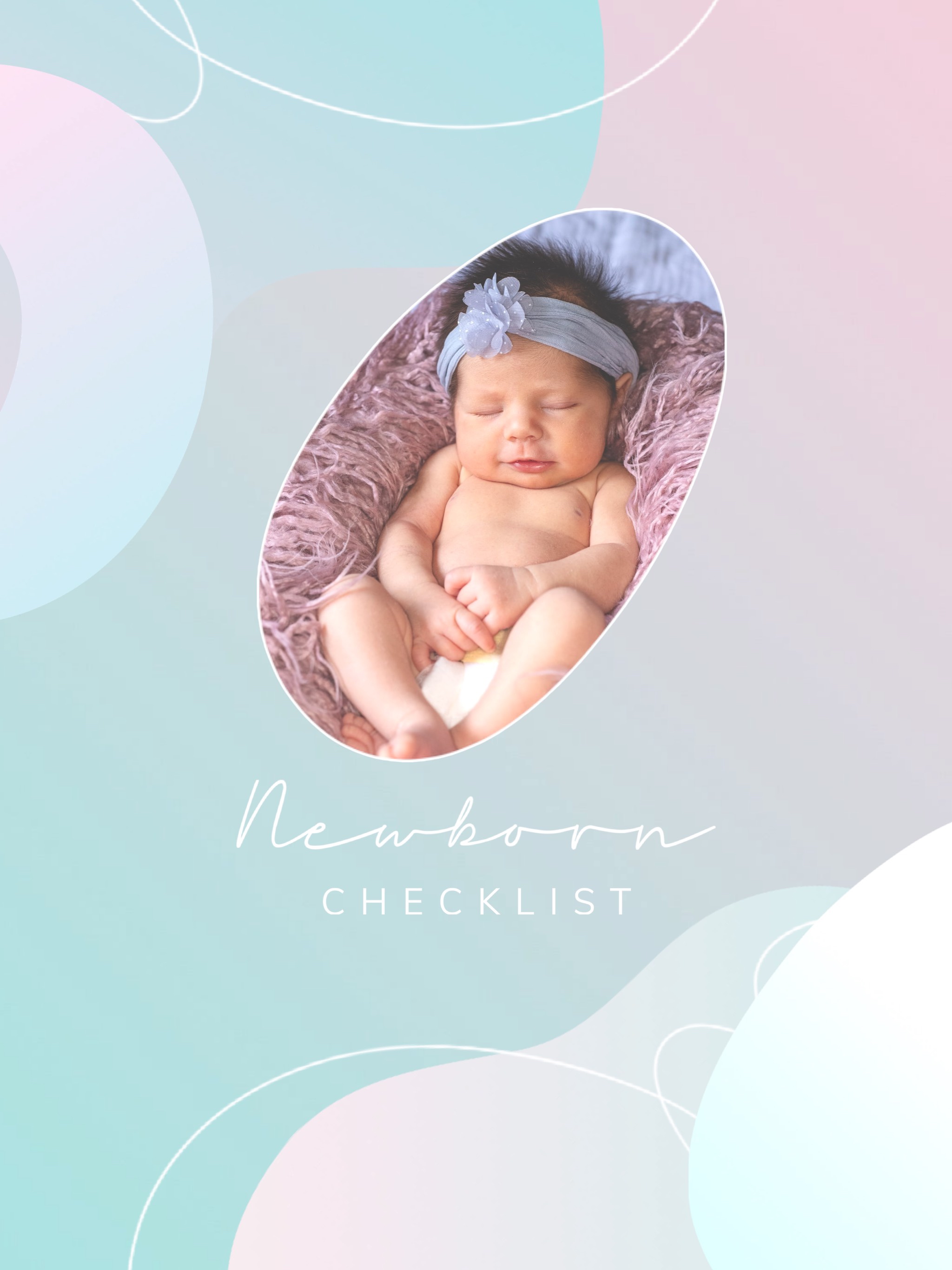 A Photo Of A Newborn Girl With A Blue Headband Baby Template