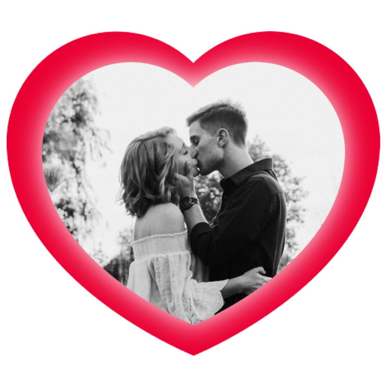 A Man And A Woman Kissing In Front Of A Heart Whatsapp Sticker Template