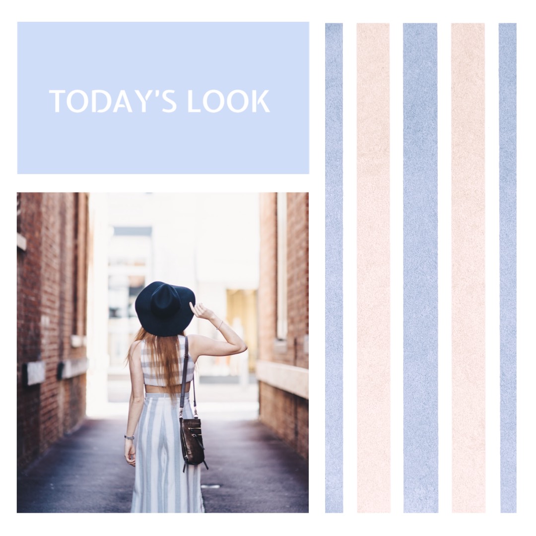 A Woman In A Dress And Hat Walking Down A Street Grids Template