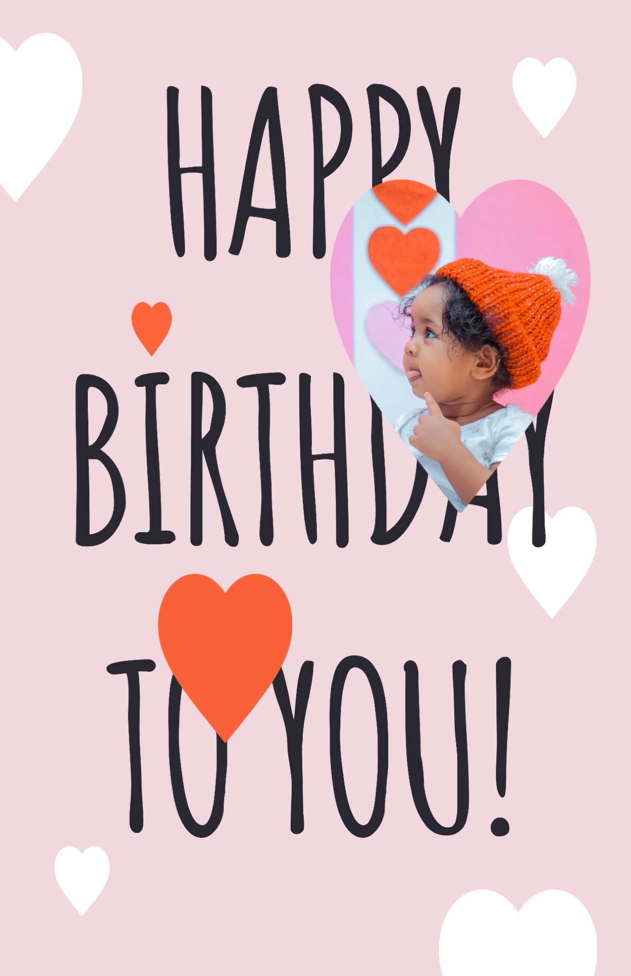 Happy Birthday To You With Hearts Pink Happy Birthday Template