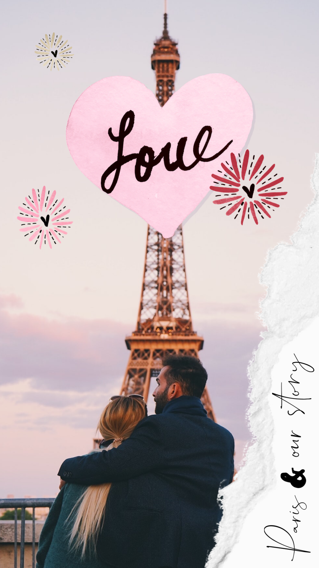 Man and woman in paris love story template
