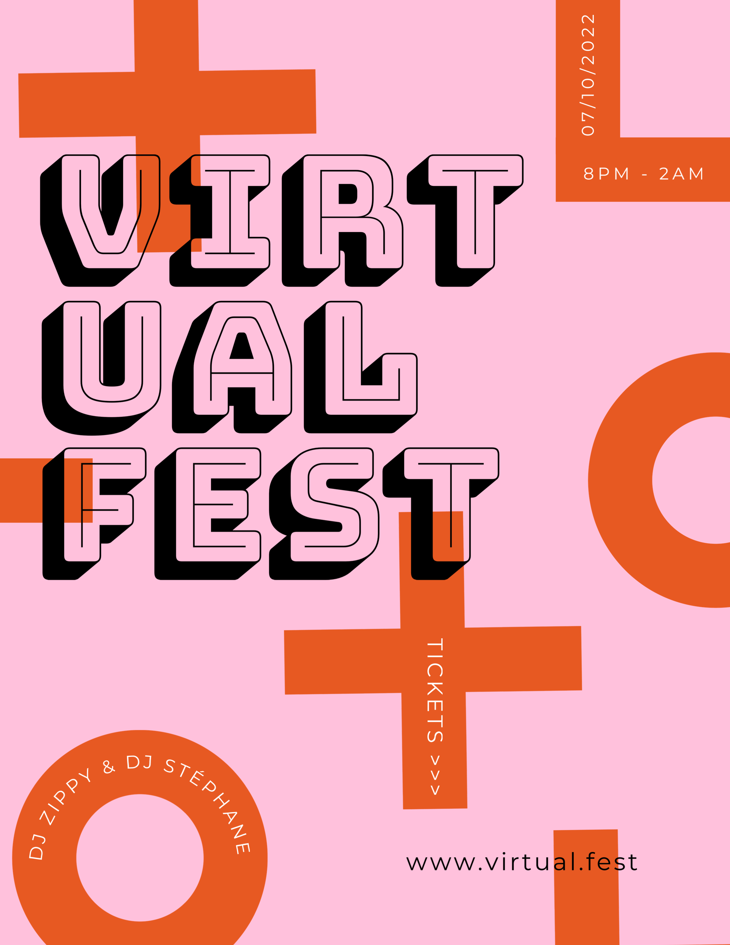 Pink Orange Virtual Festival Event Flyer Template 