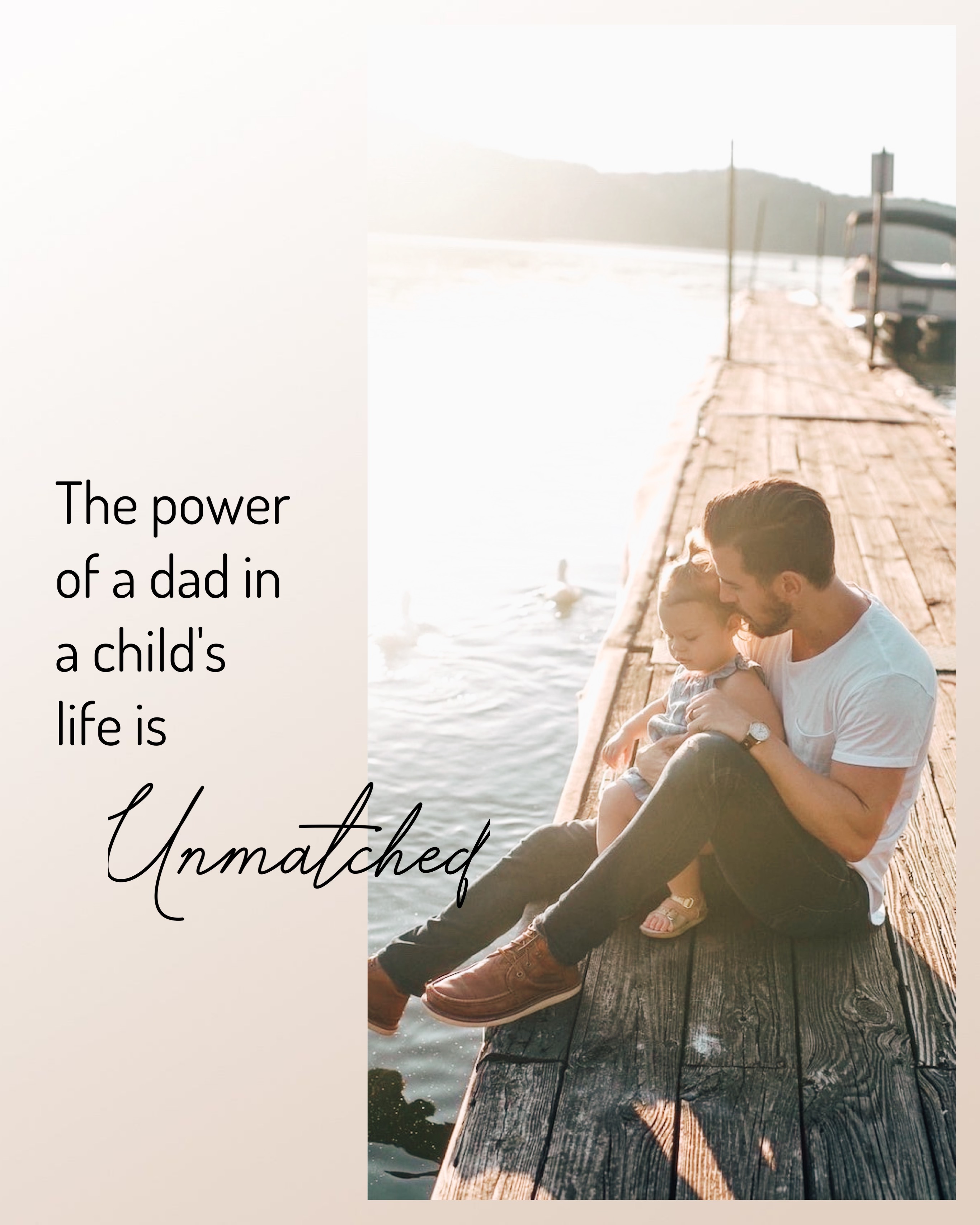 A Father And His Child Sitting On A Dock Father S Day Template