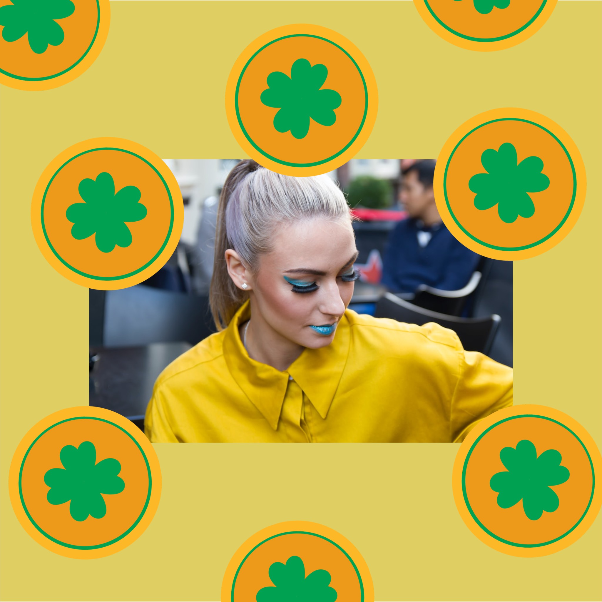 yellow and green stickers pattern happy st. Patrick’s day instagram post