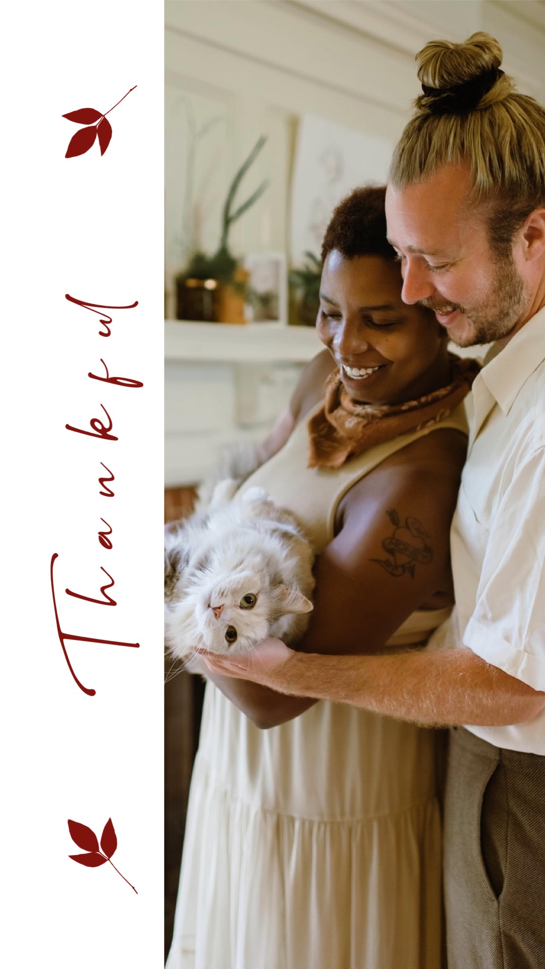 A Man And Woman Holding A Small White Dog Thanksgiving Template
