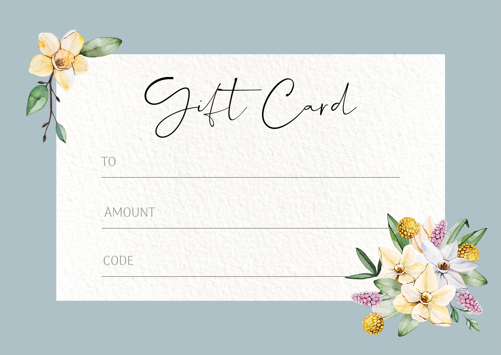 gift card voucher floral template 