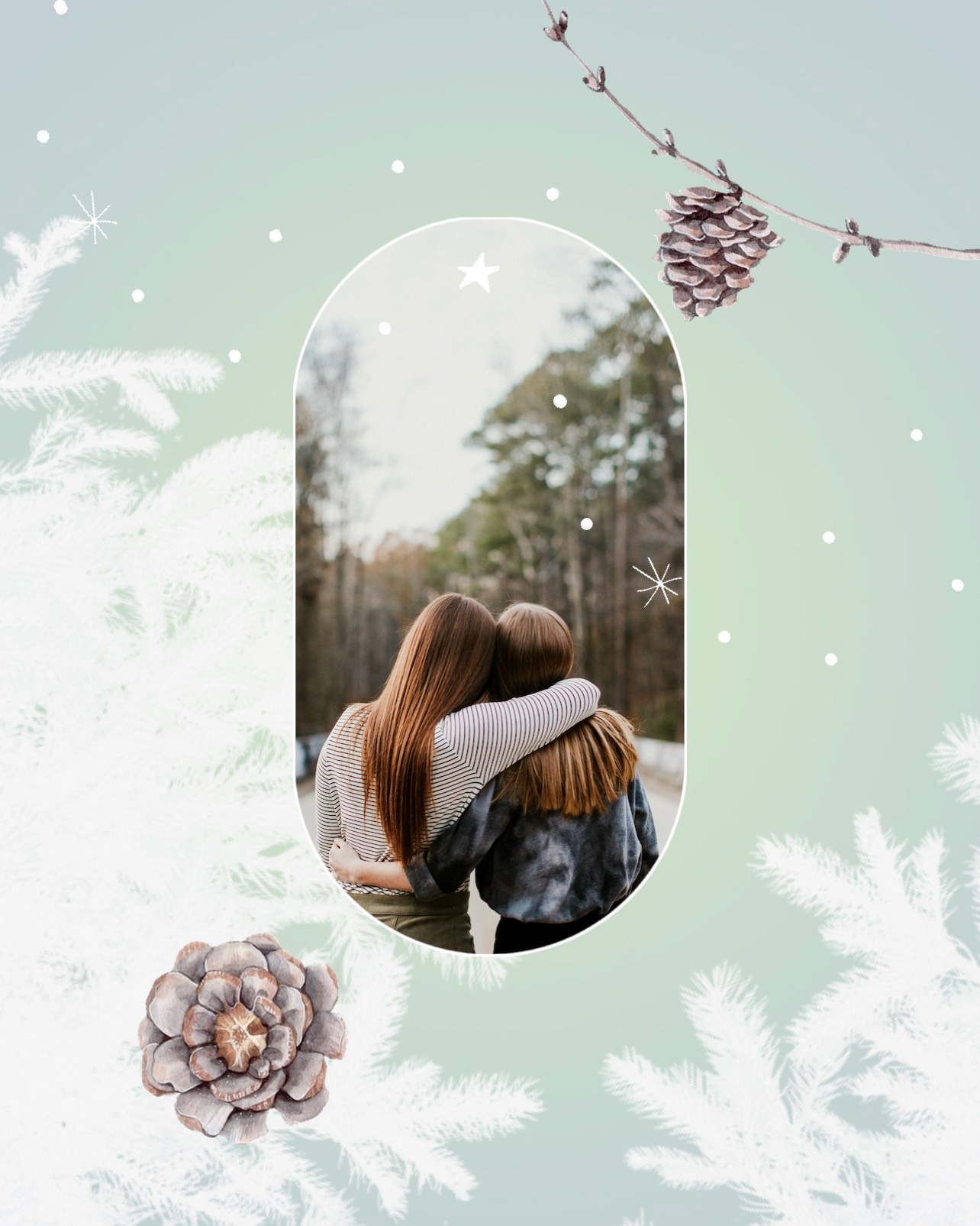 A Couple Of People That Are Hugging Each Other Winter Wonderland Template