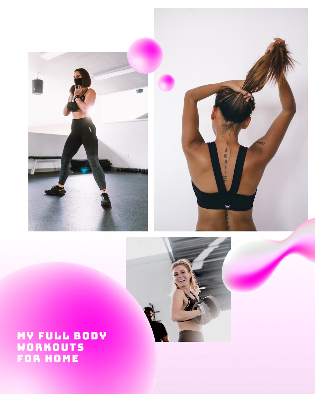 A Collage Of Photos Of A Woman Doing Exercises Sports Template