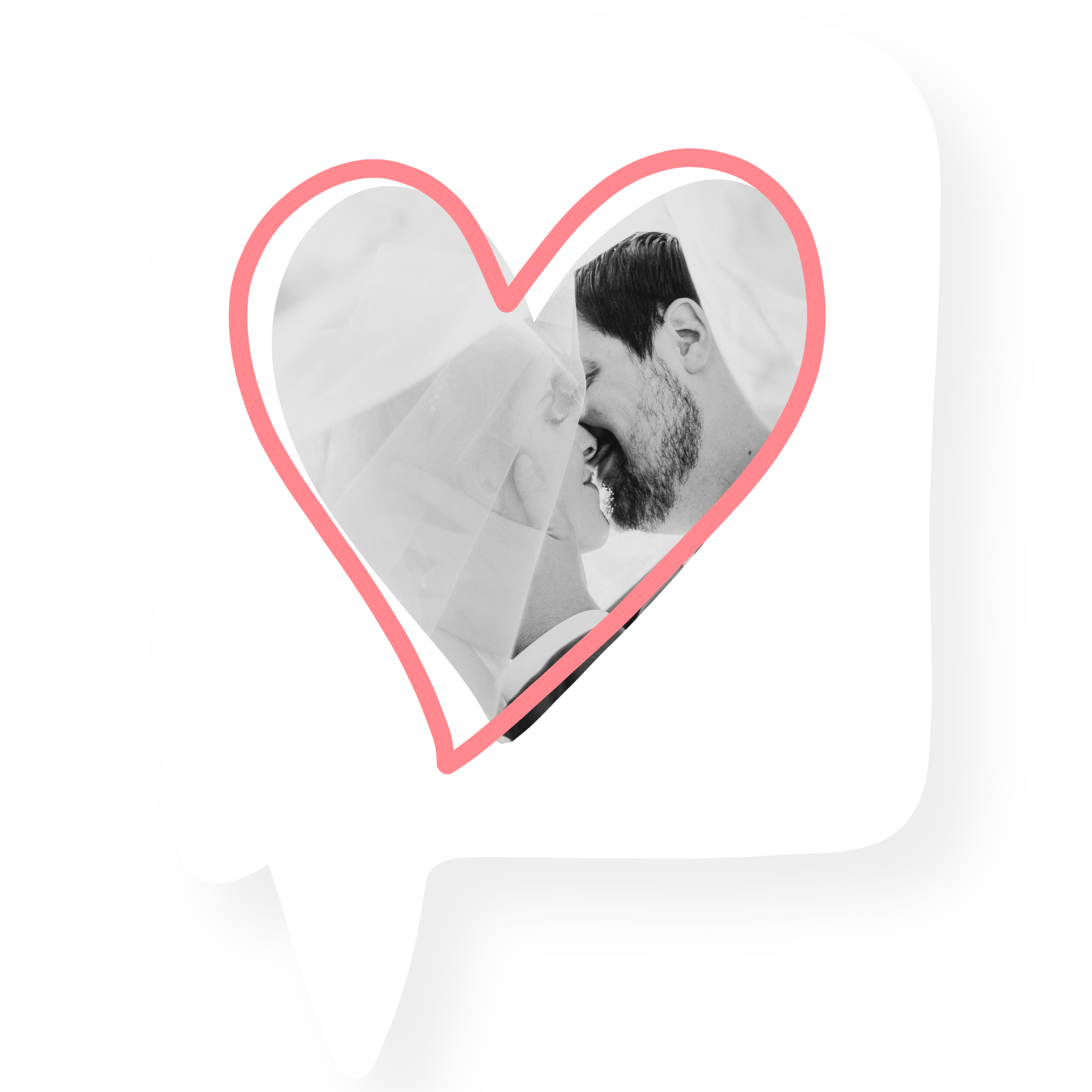 A Picture Of A Bride And Groom In A Speech Bubble Love Stickers Template
