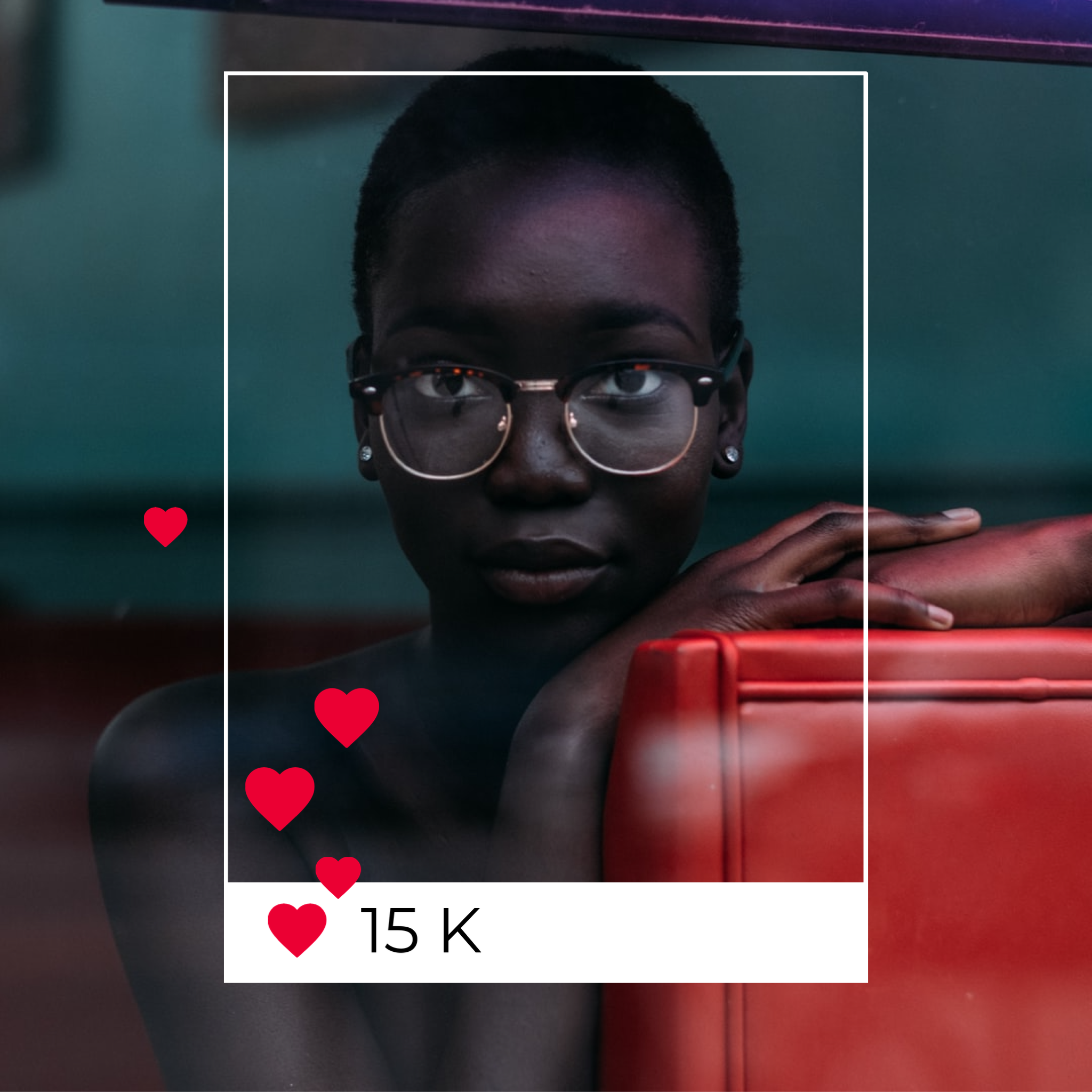 A Woman In Glasses Leaning Against A Red Suitcase Facebook Post Template