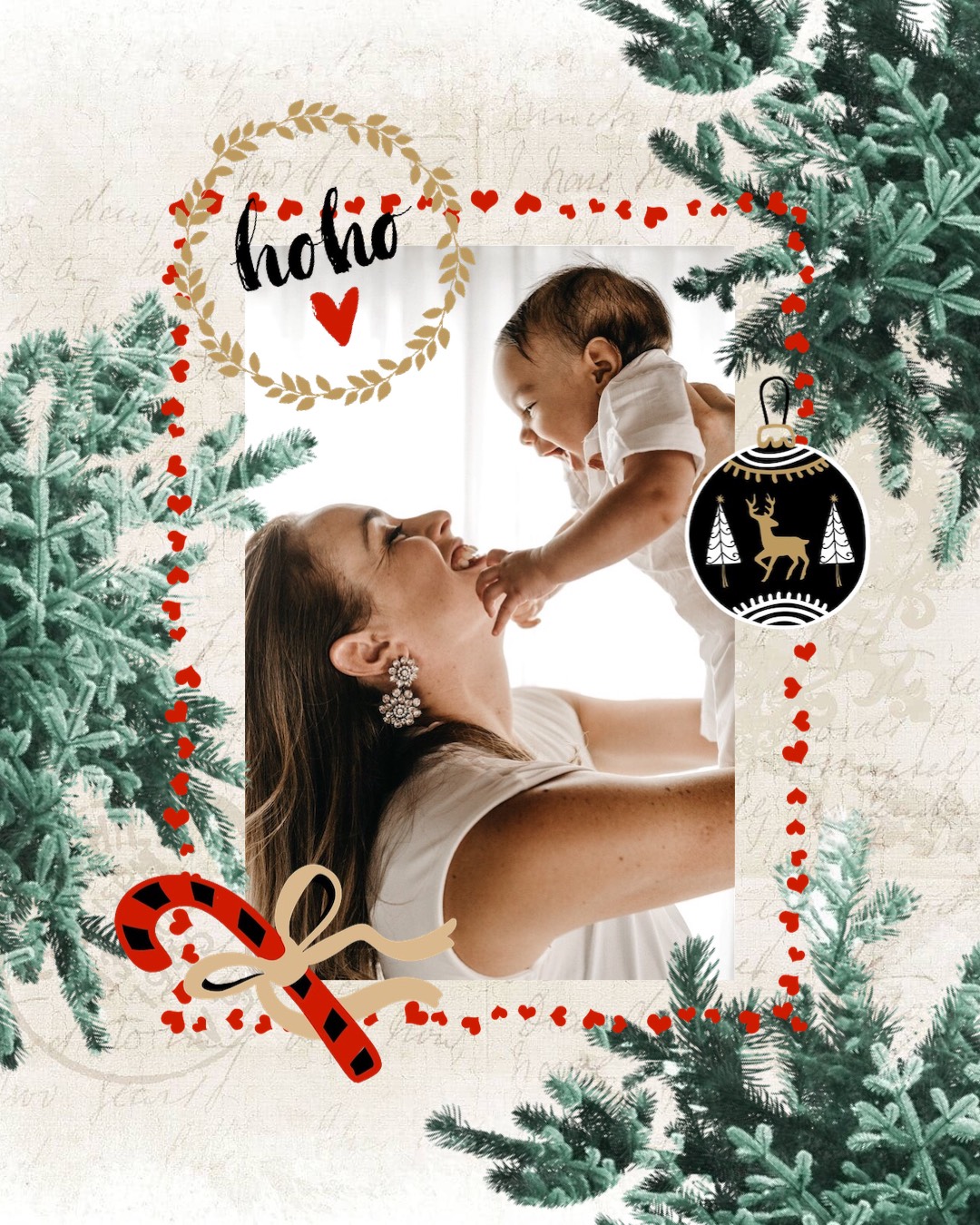 A Woman Holding A Baby In Her Arms Merry Christmas Template