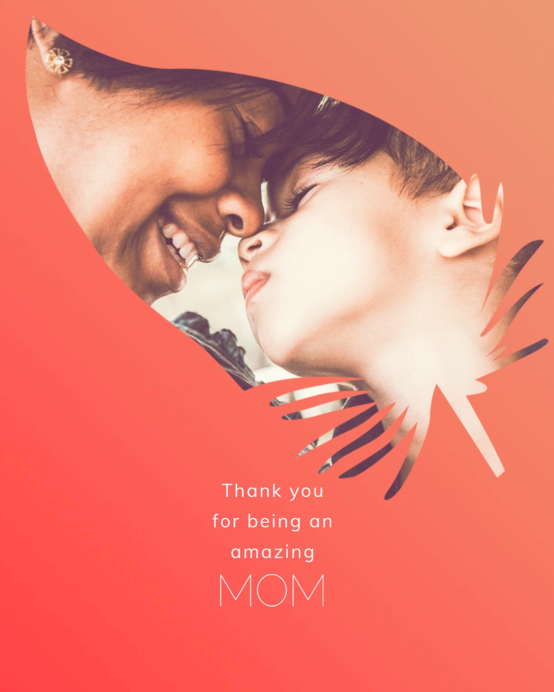 Thank You Mom Leaf Design Printable Mother'S Day Cards Template