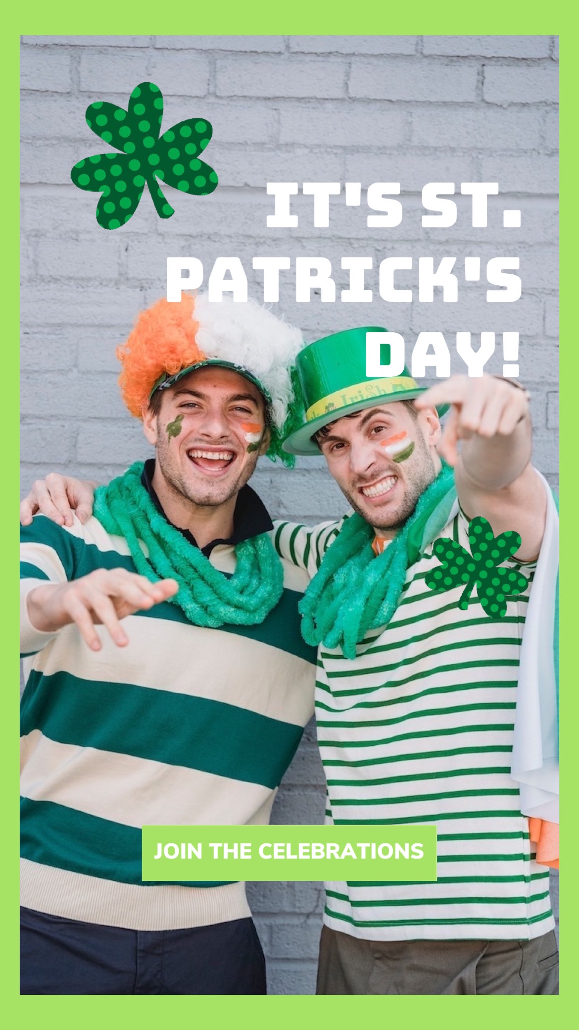 A Couple Of Men Standing Next To Each Other St. Patrick'S Day Template