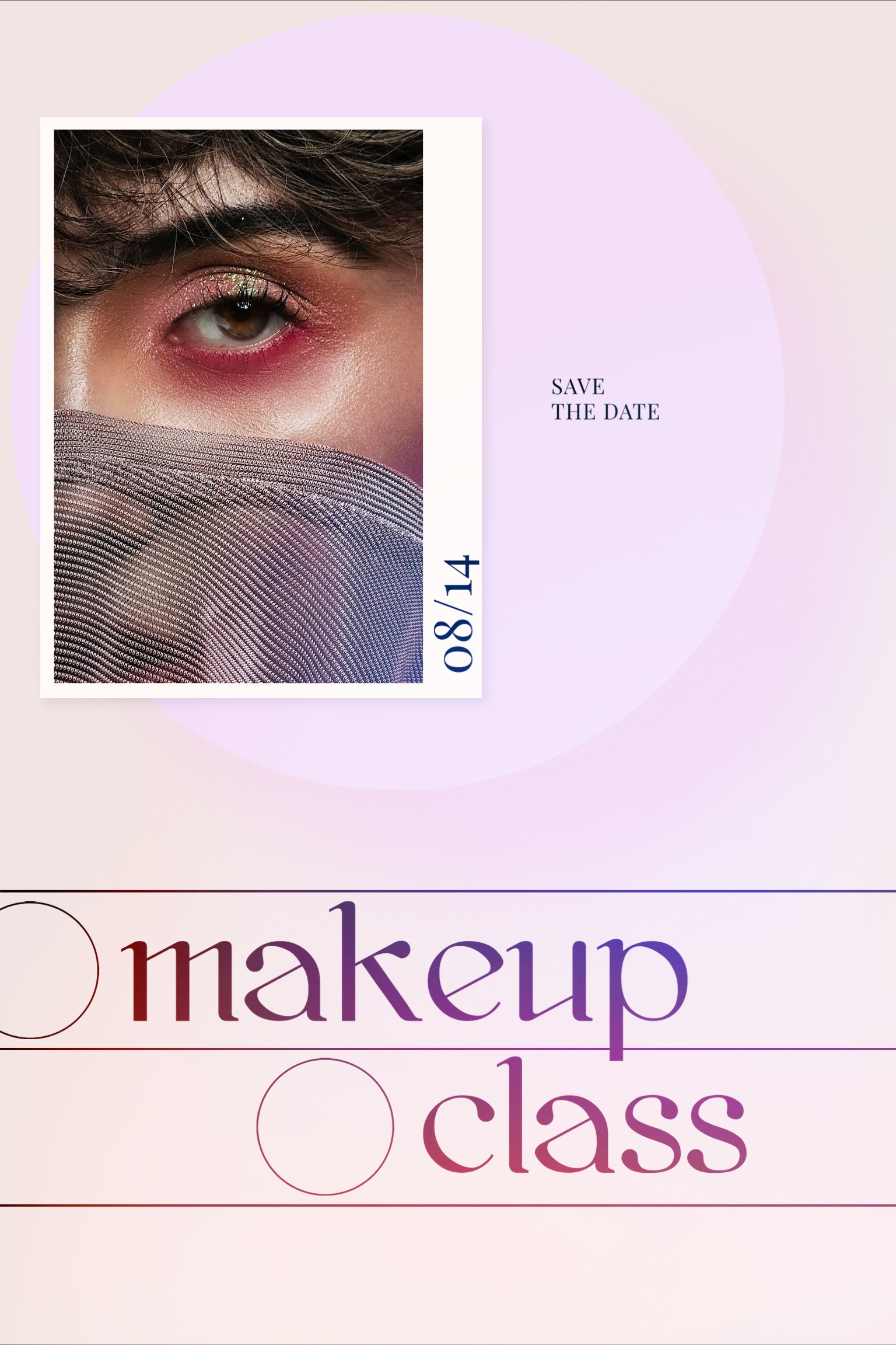 A Book Cover With A Woman'S Eye And The Title Make Up Class Invitation Template